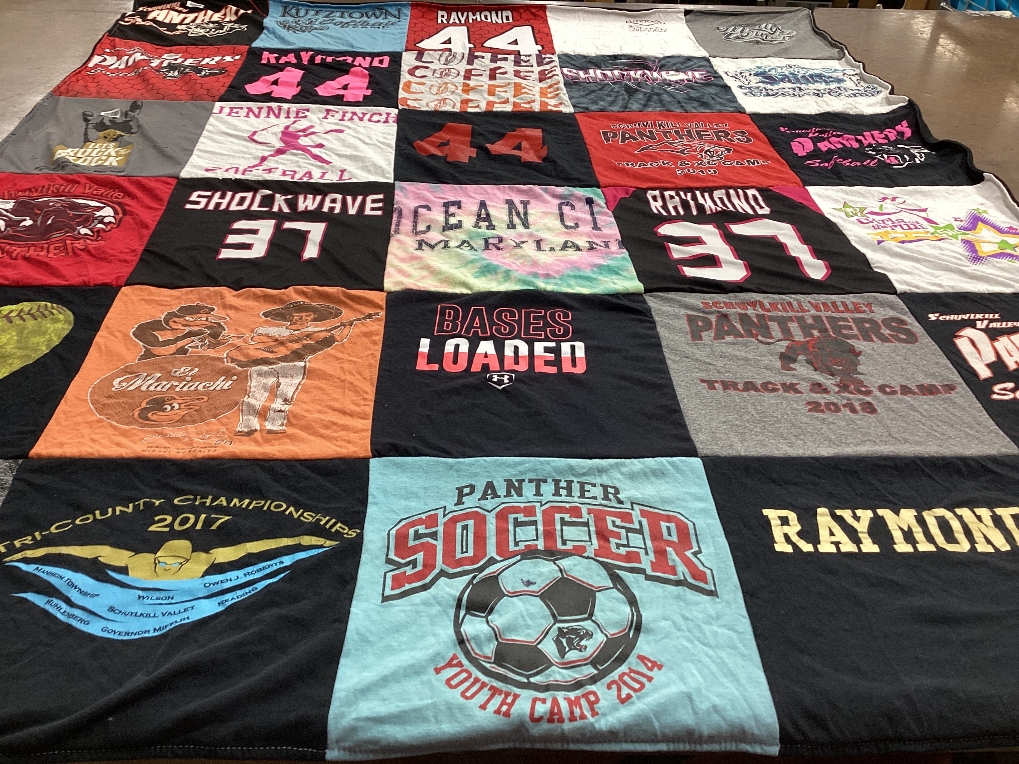 T-shirt quilt featuring schuylkill valley panthers track and field, schuylkill valley panthers soccer by Tara from PA