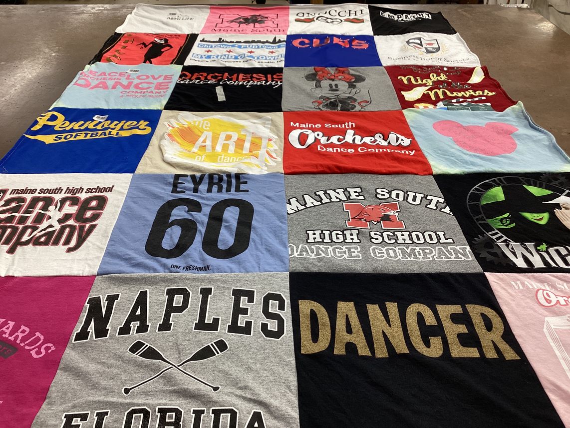 T-shirt quilt from maine south high school by Adriana from IL