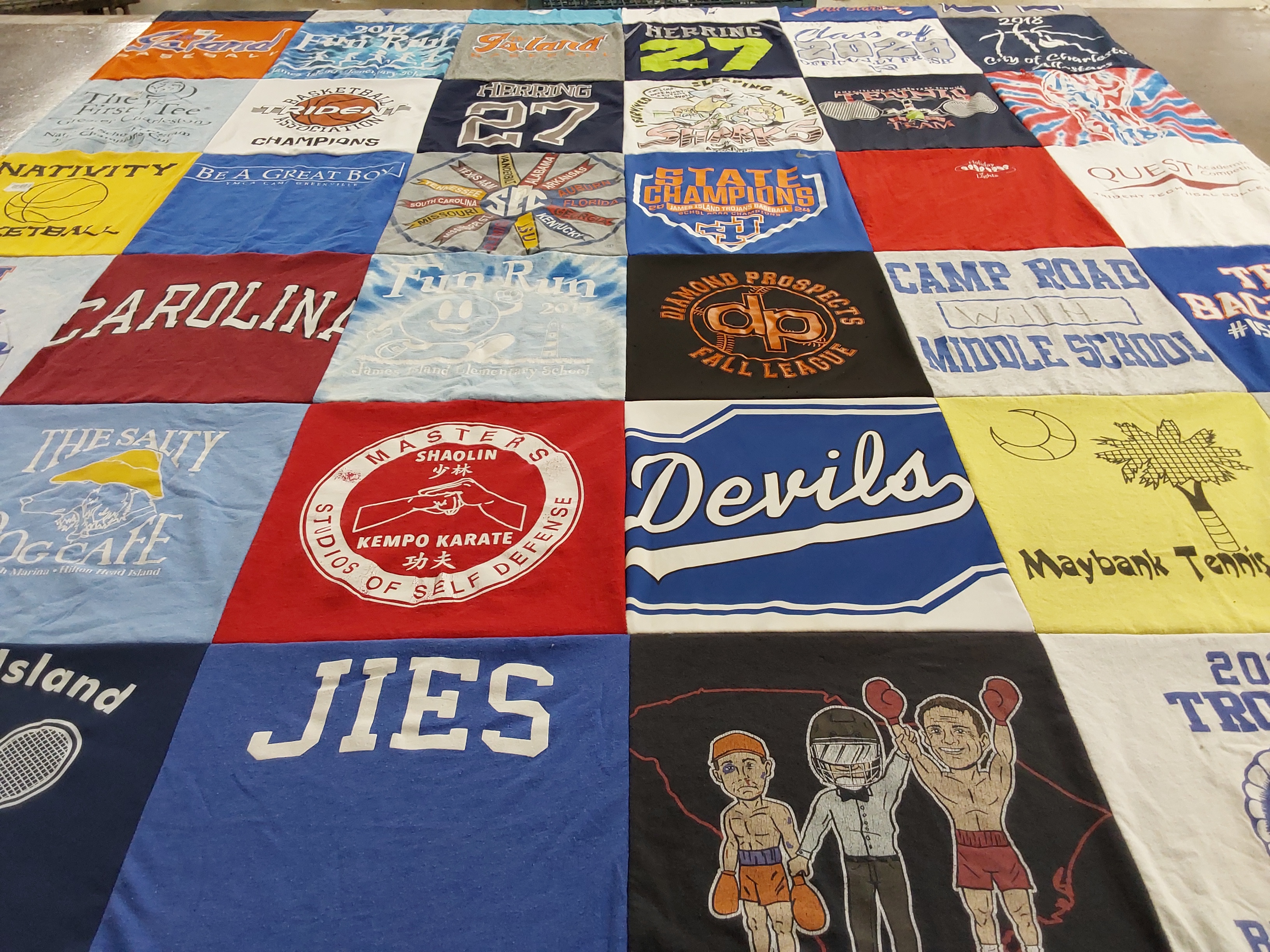 T-shirt quilt from camp road middle school by Laura from SC