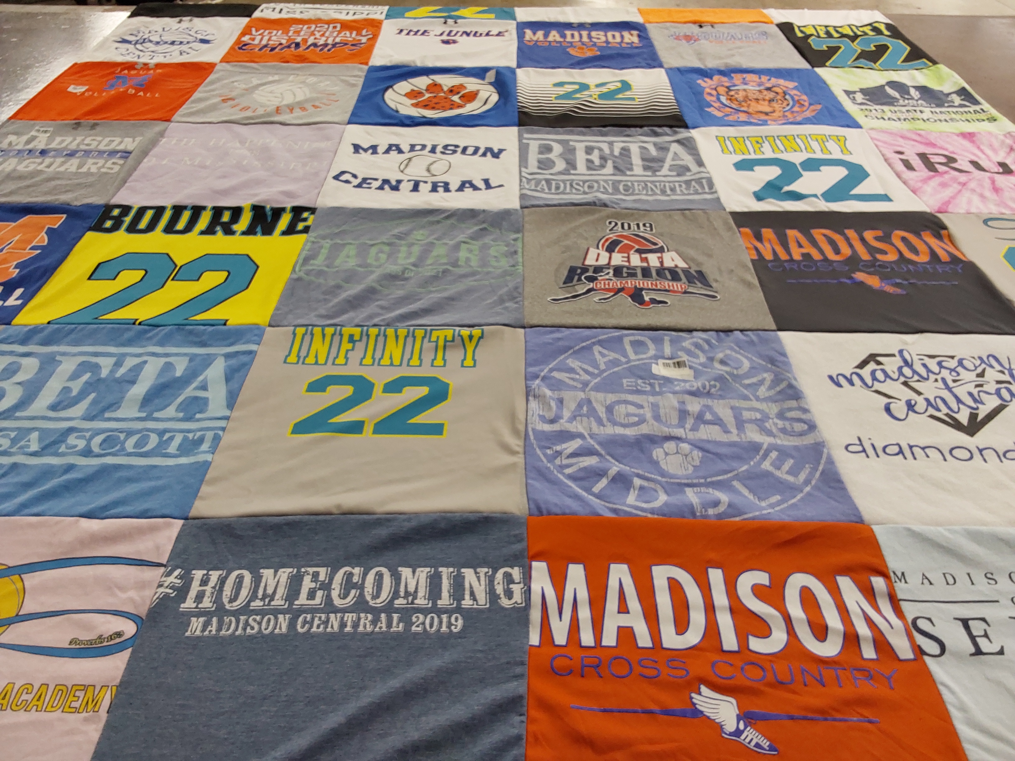 T-shirt quilt featuring madison jaguars by Joy from MS