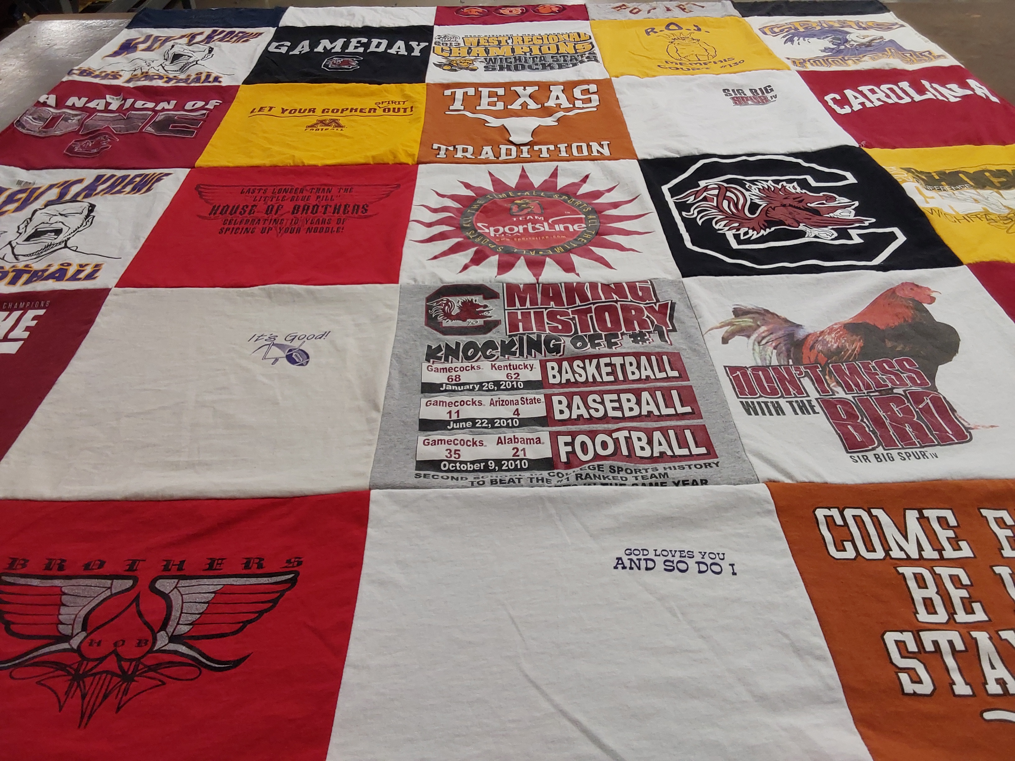 T-shirt quilt featuring university of south carolina gamecocks by Brinda from TN