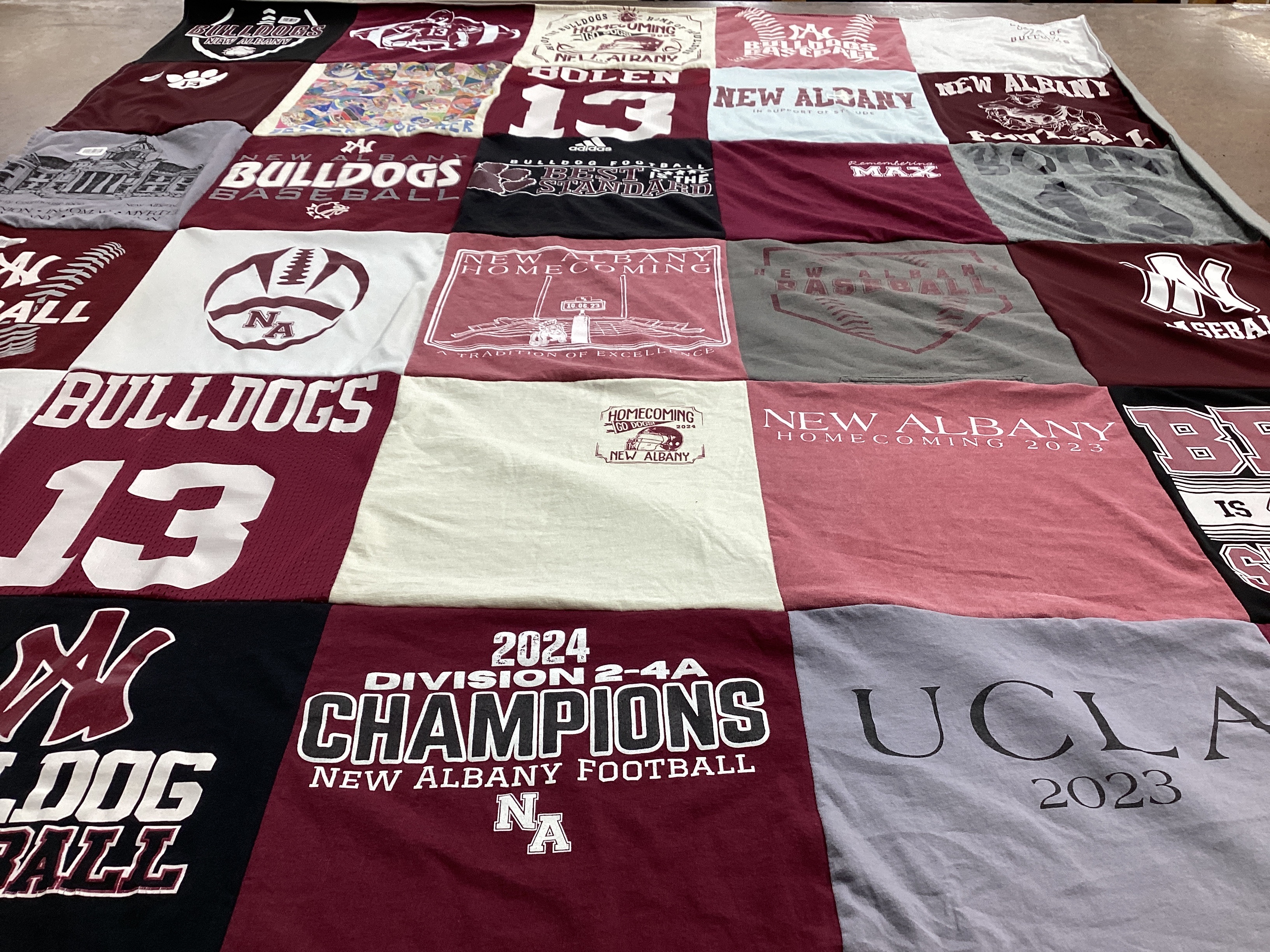 T-shirt quilt featuring new albany high school football team, new albany high school baseball team by Jennifer from MS