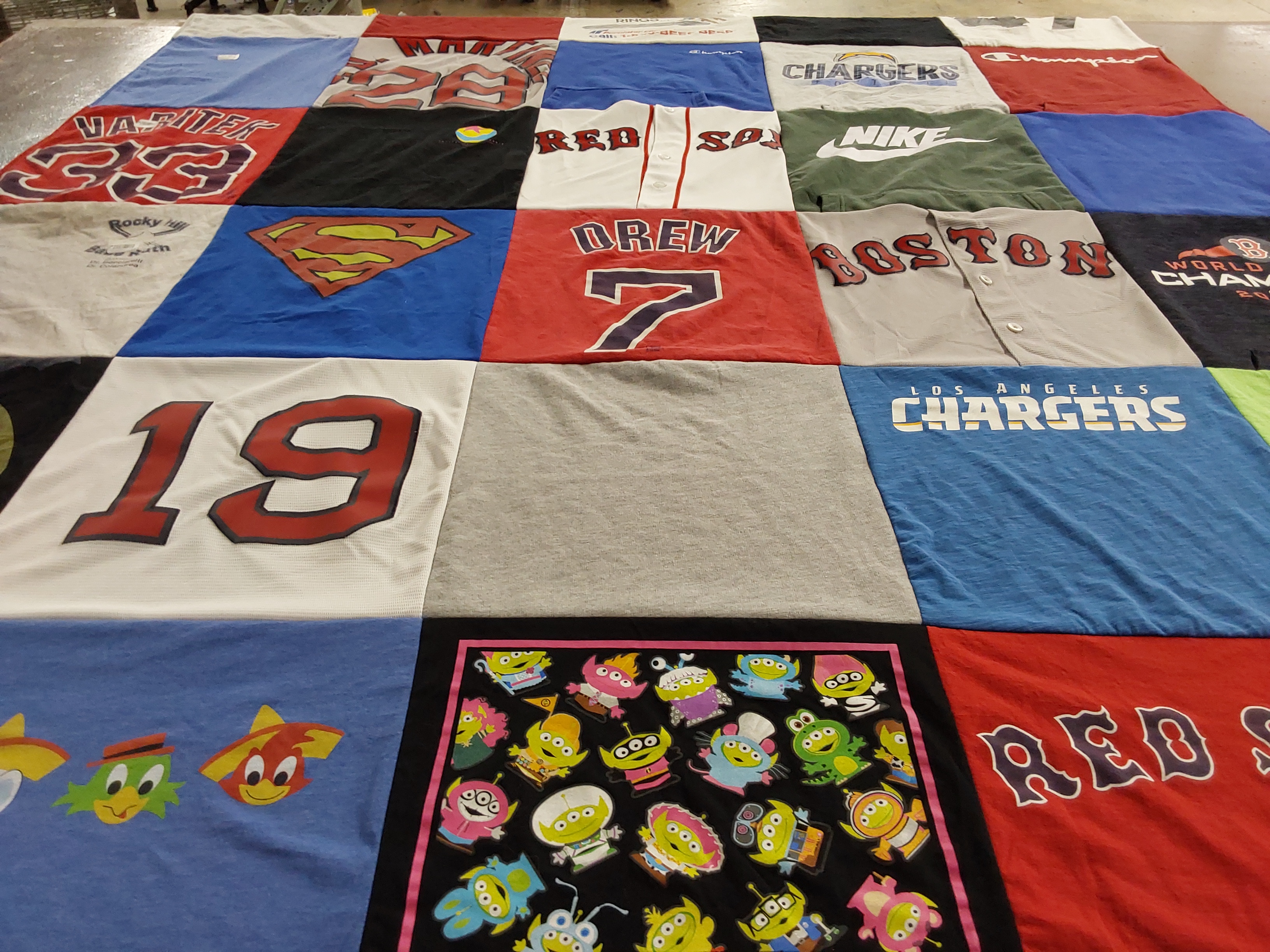 T-shirt quilt featuring boston red sox, los angeles chargers by Casey from CT