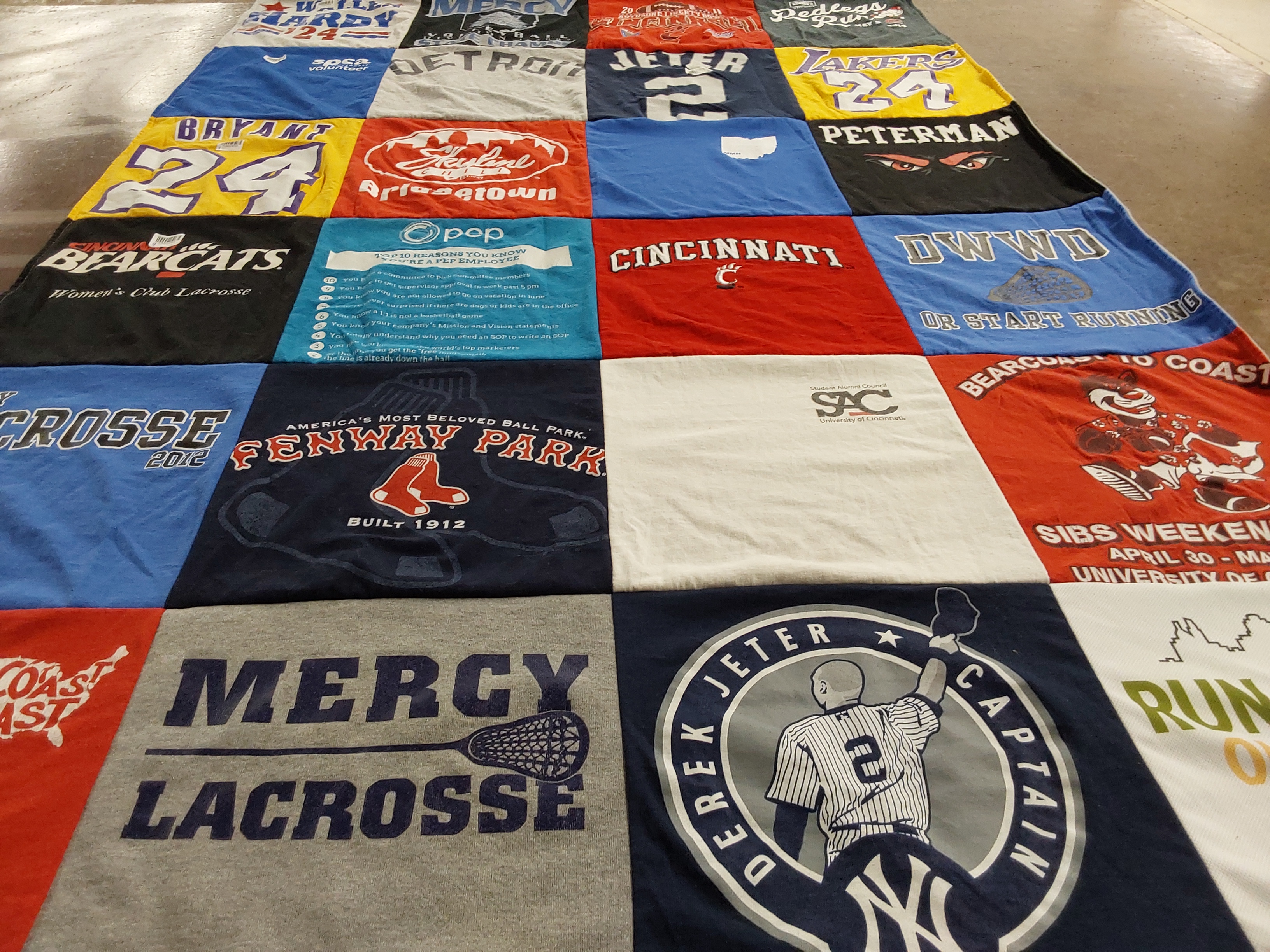 T-shirt quilt featuring lakers, bearcats by Marcia from OH