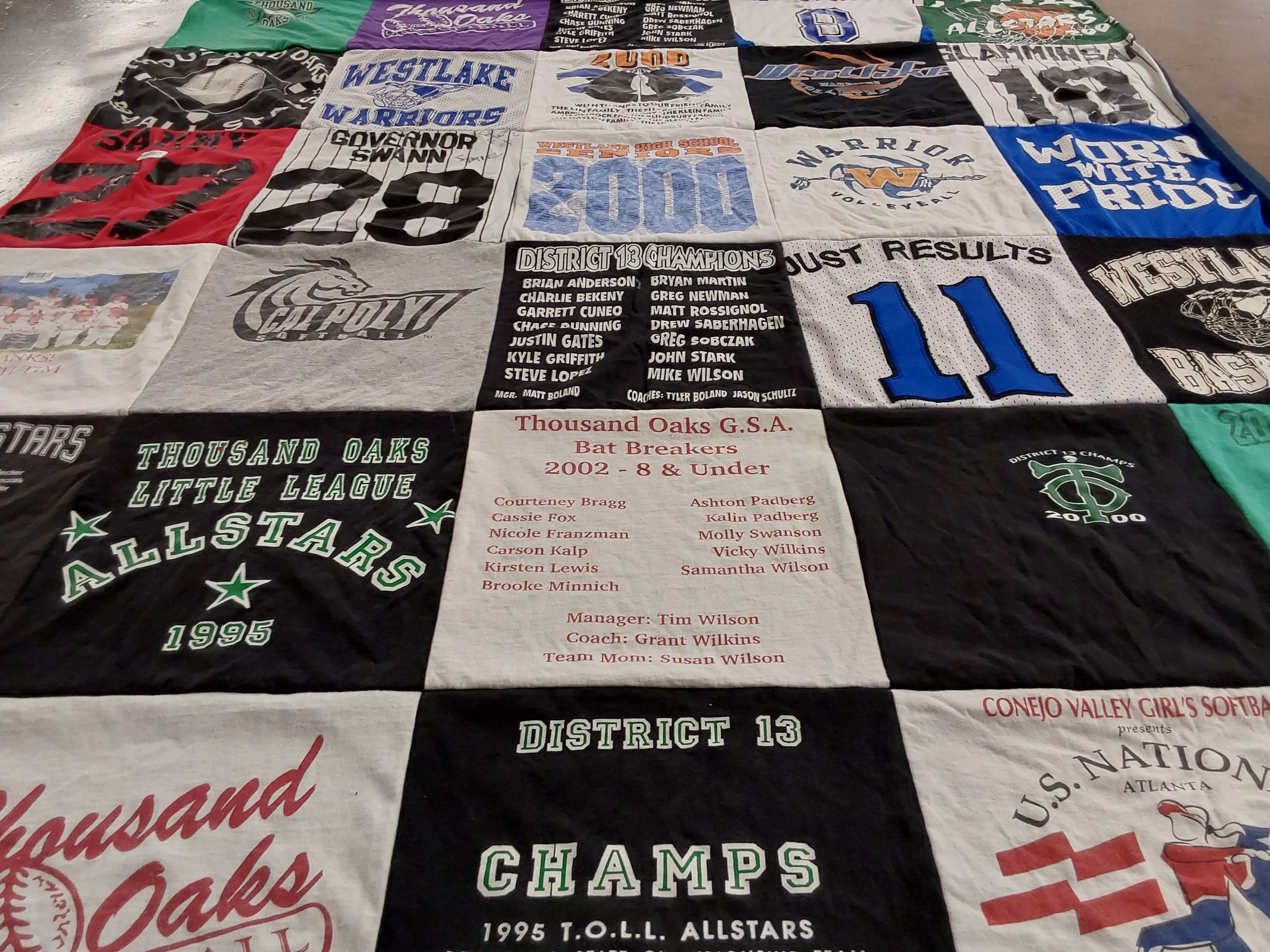 T-shirt quilt featuring thousand oaks little league, westlake high school by Tim from CA