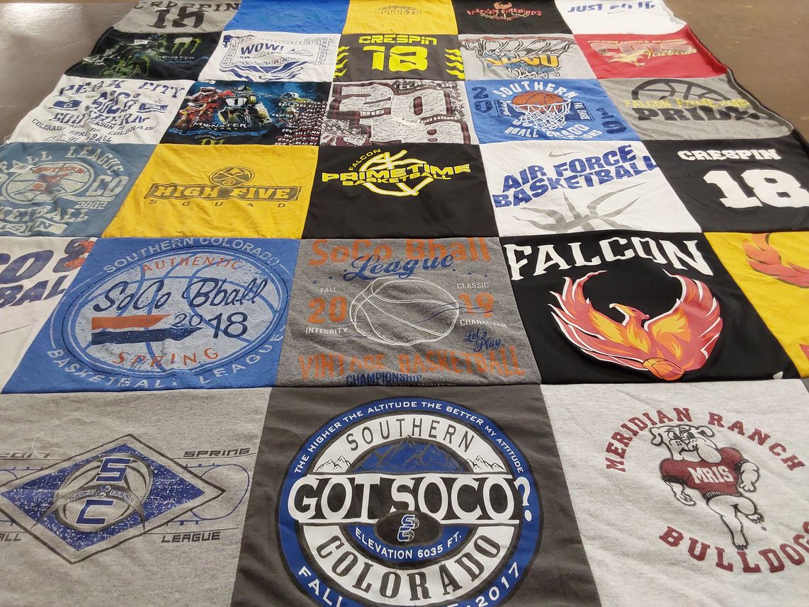 T-shirt quilt featuring southern colorado basketball, meridian ranch bulldogs by Aimee from CO