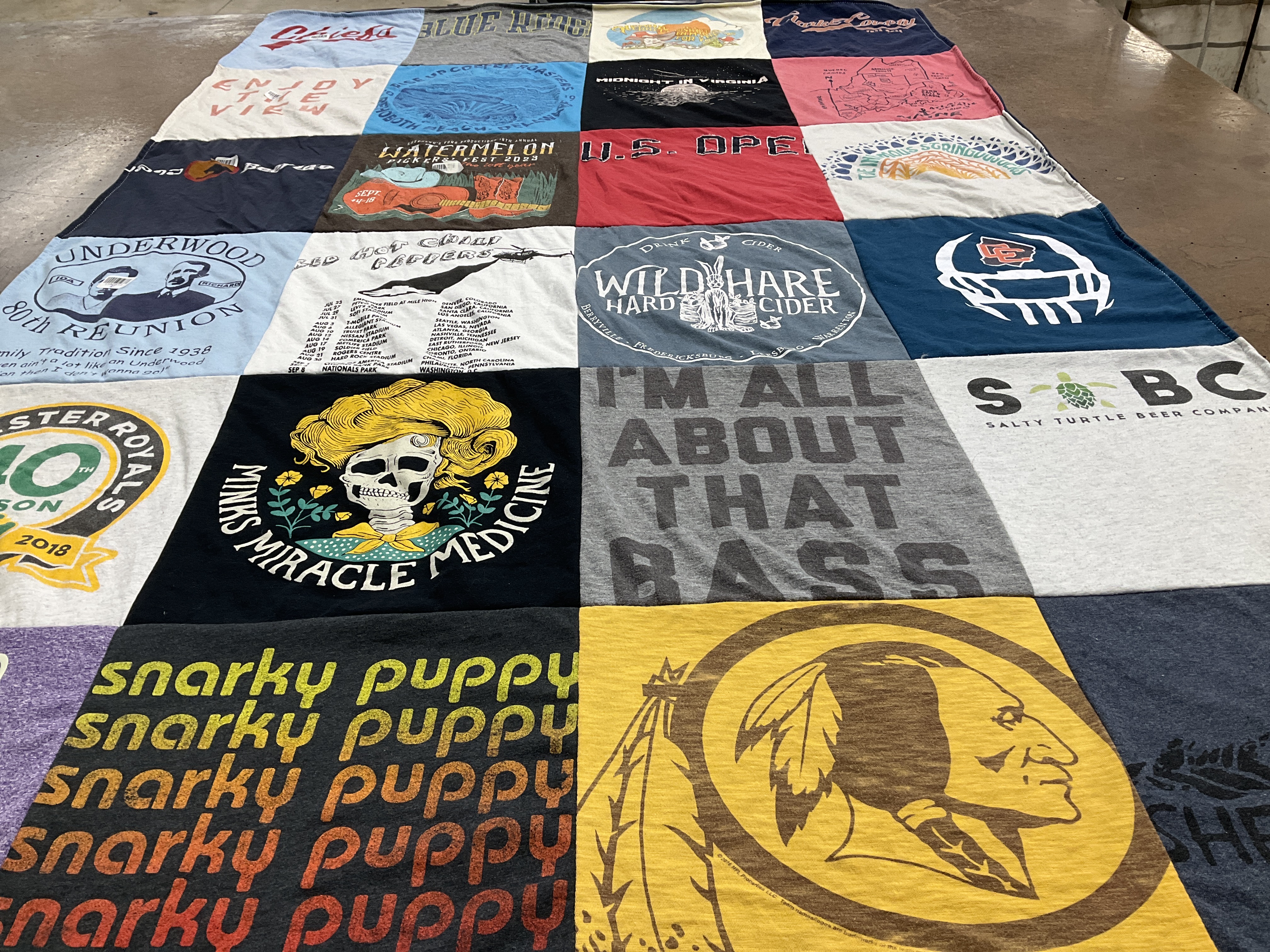 T-shirt quilt with music, beer themes by Kelbi from VA