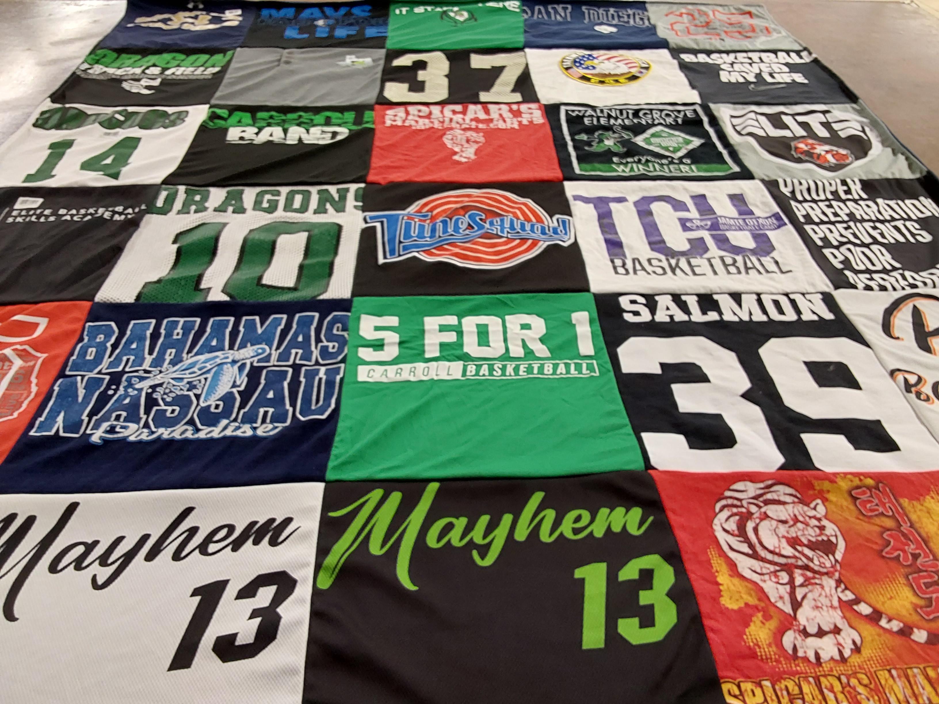 T-shirt quilt featuring carroll basketball by Jennifer from TX