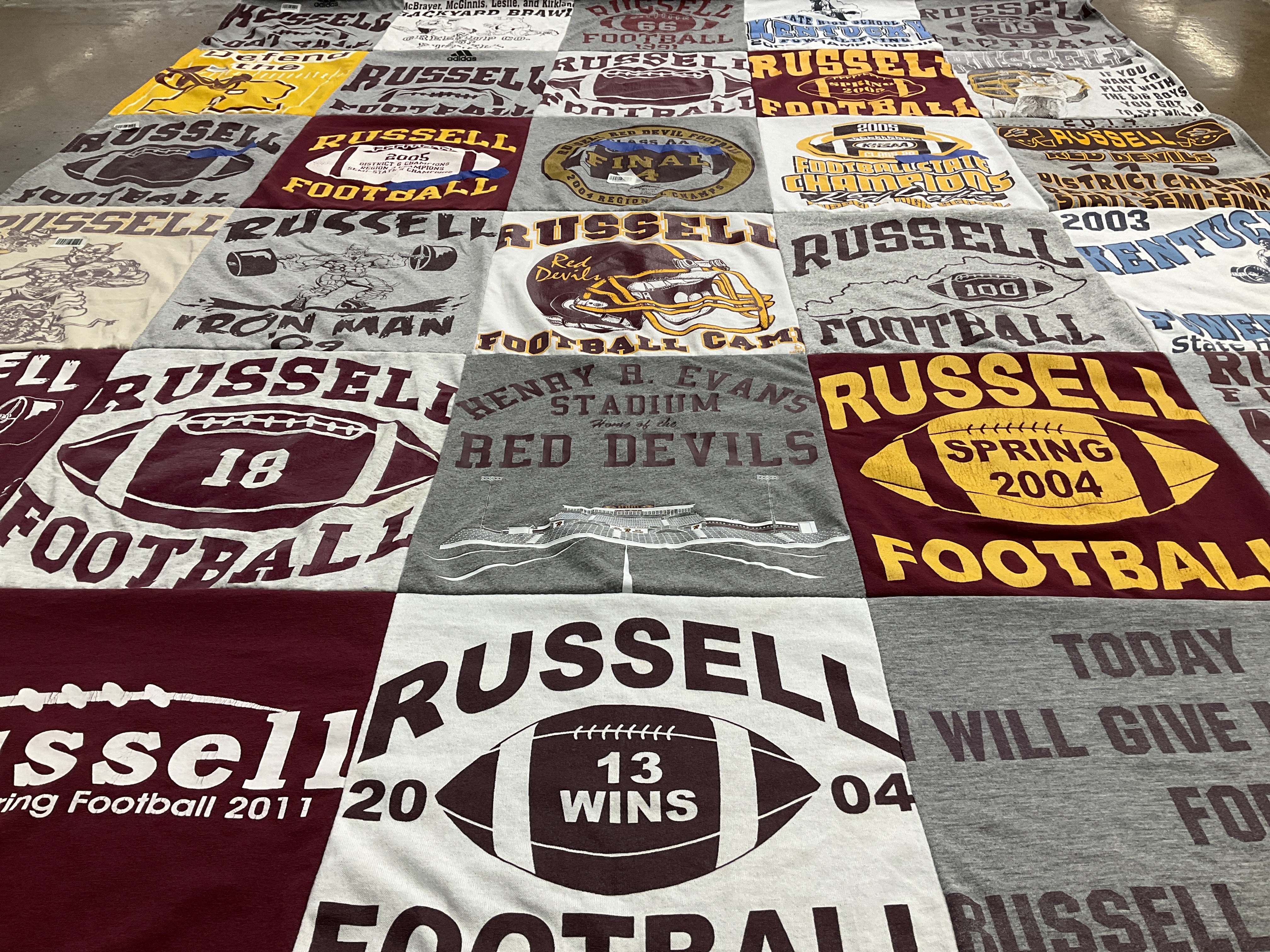 T-shirt quilt featuring russell high school football team by tracy from KY