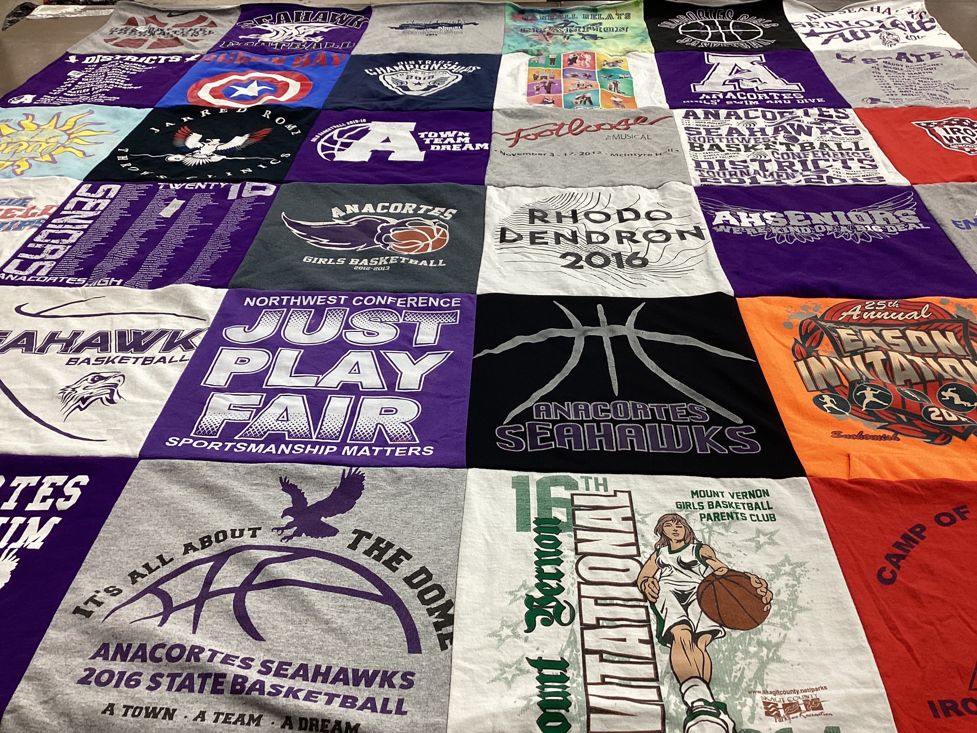 T-shirt quilt featuring anacortes seahawks, mount vernon girls basketball by Dustin from WA