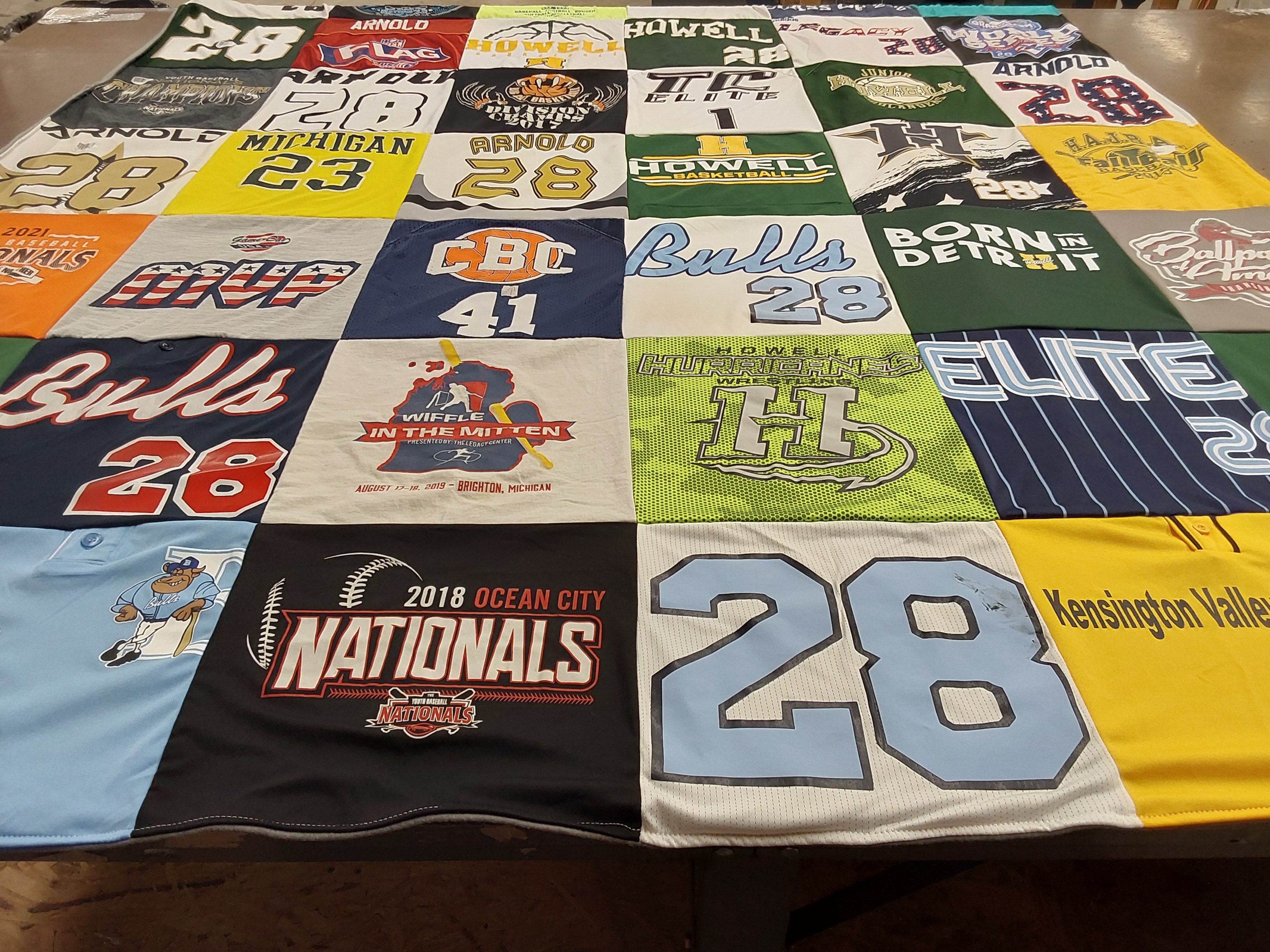 T-shirt quilt featuring howell high school basketball, hurricanes by Kim from MI