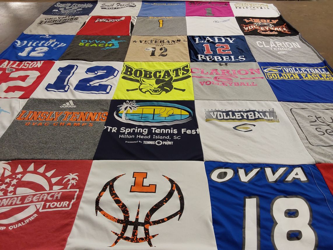 T-shirt quilt featuring clarion university volleyball, clarion university tennis by Maggie from PA