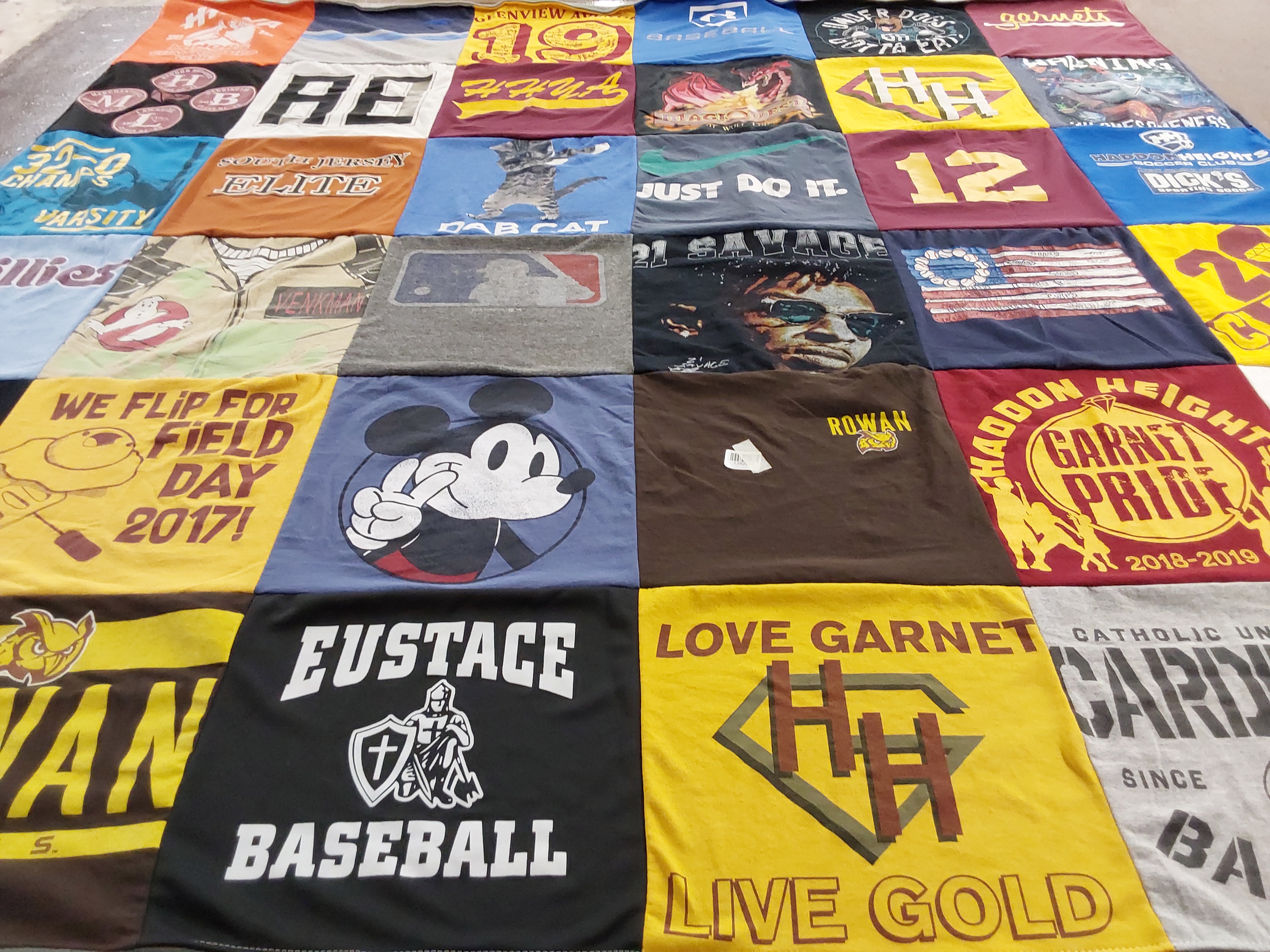 T-shirt quilt featuring eustace baseball by Sharon from NJ