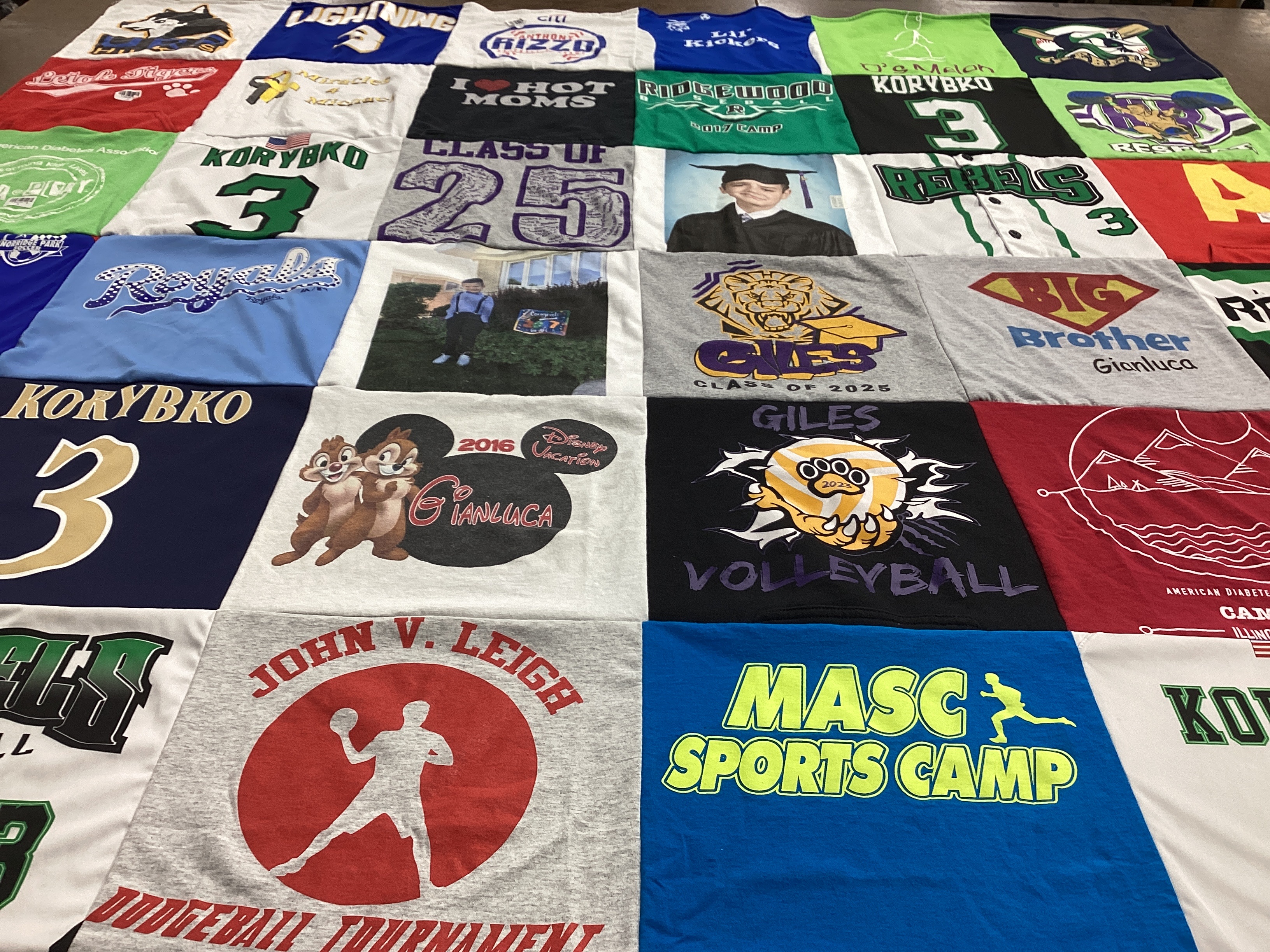 T-shirt quilt featuring rebels, royales by Sylvia from IL