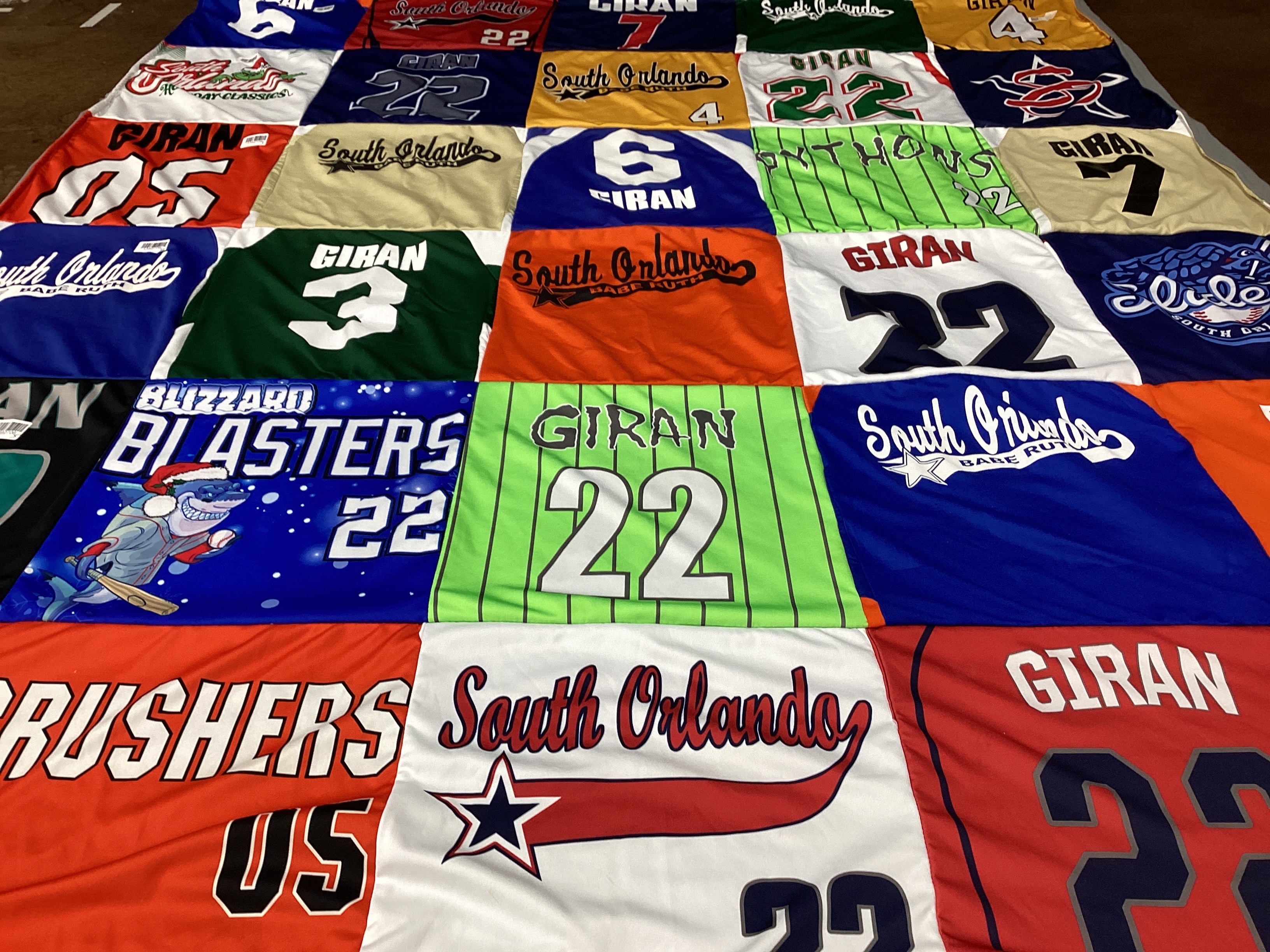 T-shirt quilt with sports, baseball themes by Ashley from FL
