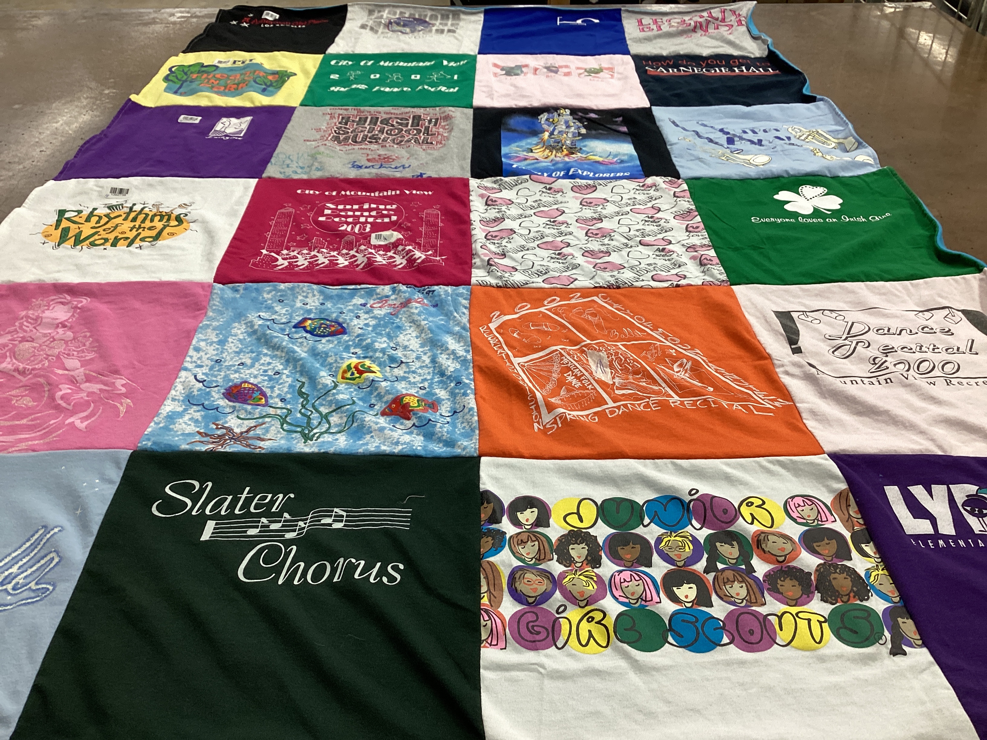 T-shirt quilt from slater school by Marilee from CA