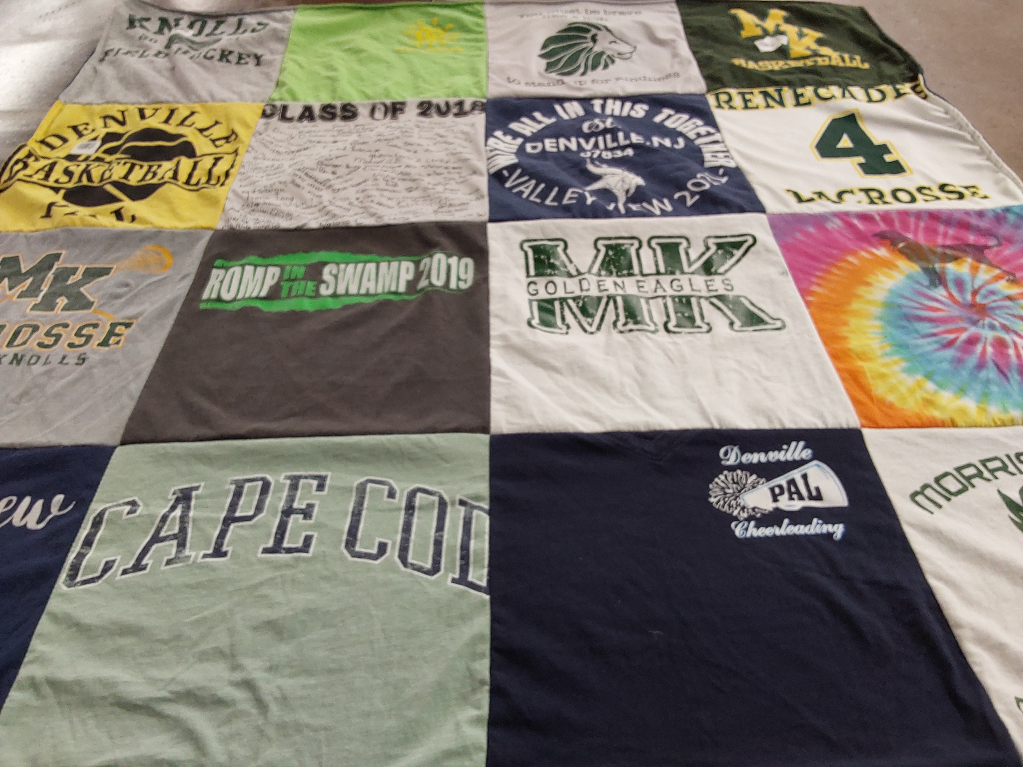 T-shirt quilt featuring morris knolls high school basketball, mk lacrosse by Melissa from NJ