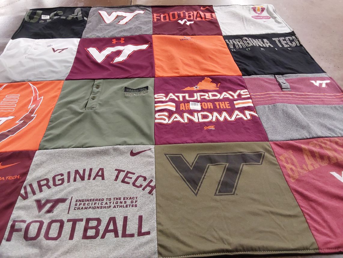 T-shirt quilt featuring virginia tech football by Lauren from FL
