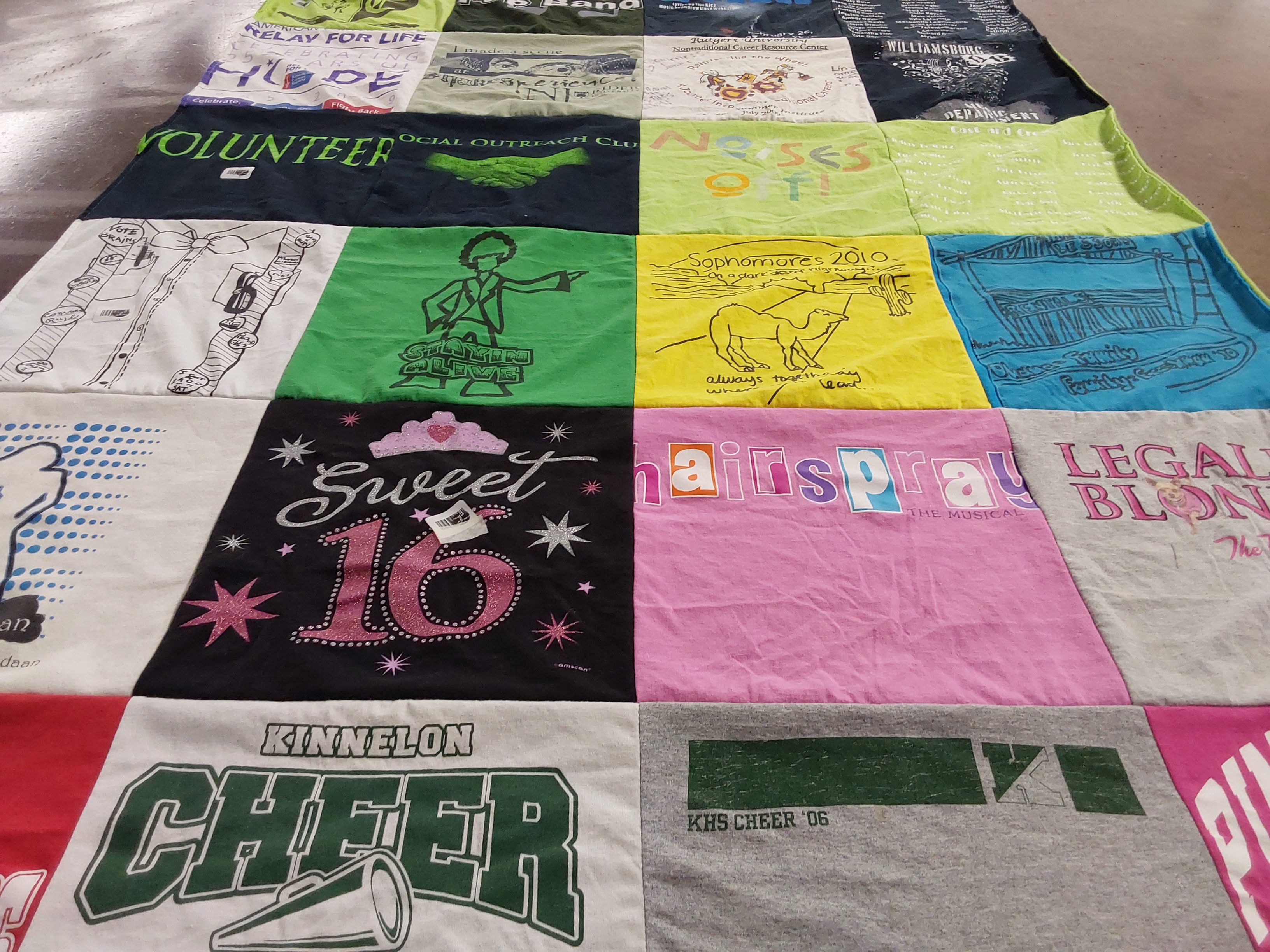 T-shirt quilt featuring kinnelon high school cheerleading by Lindsay from NJ