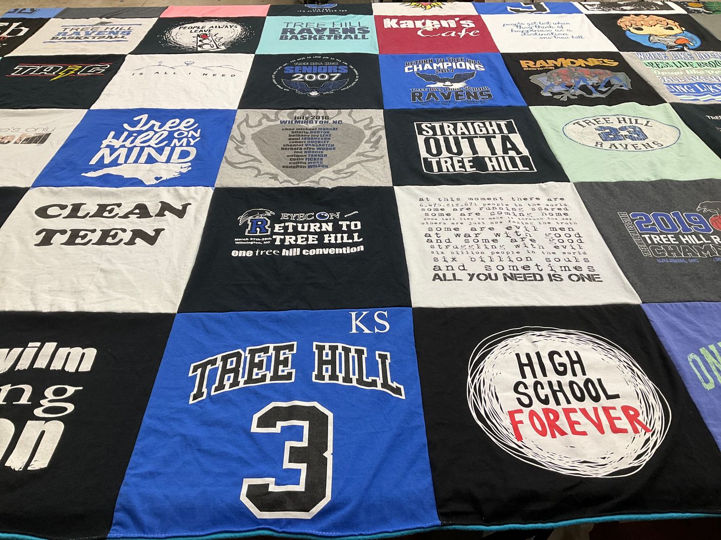 T-shirt quilt featuring tree hill ravens by Courtney from MS