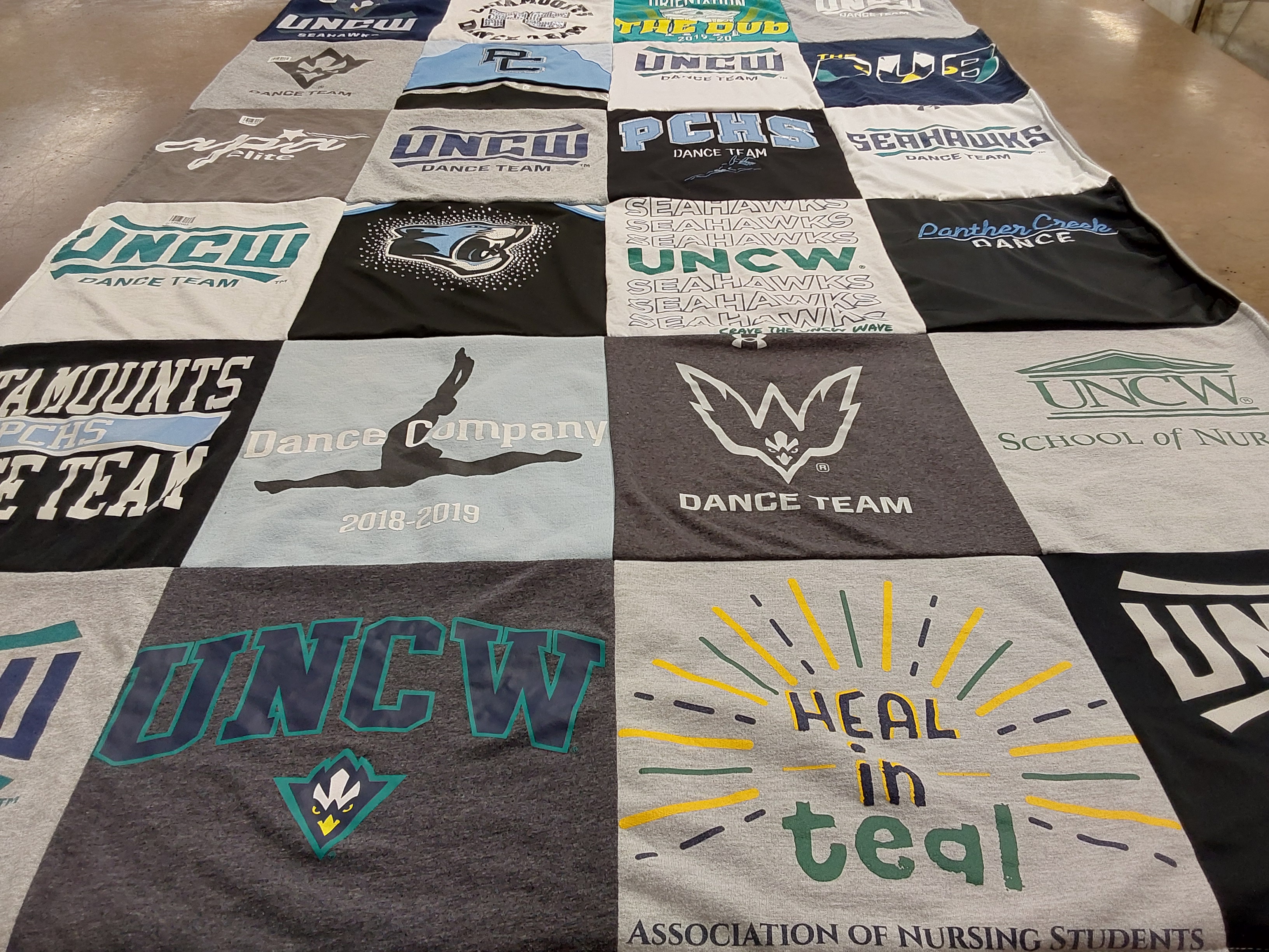 T-shirt quilt featuring uncw dance team, seahawks dance team by Paige from NC