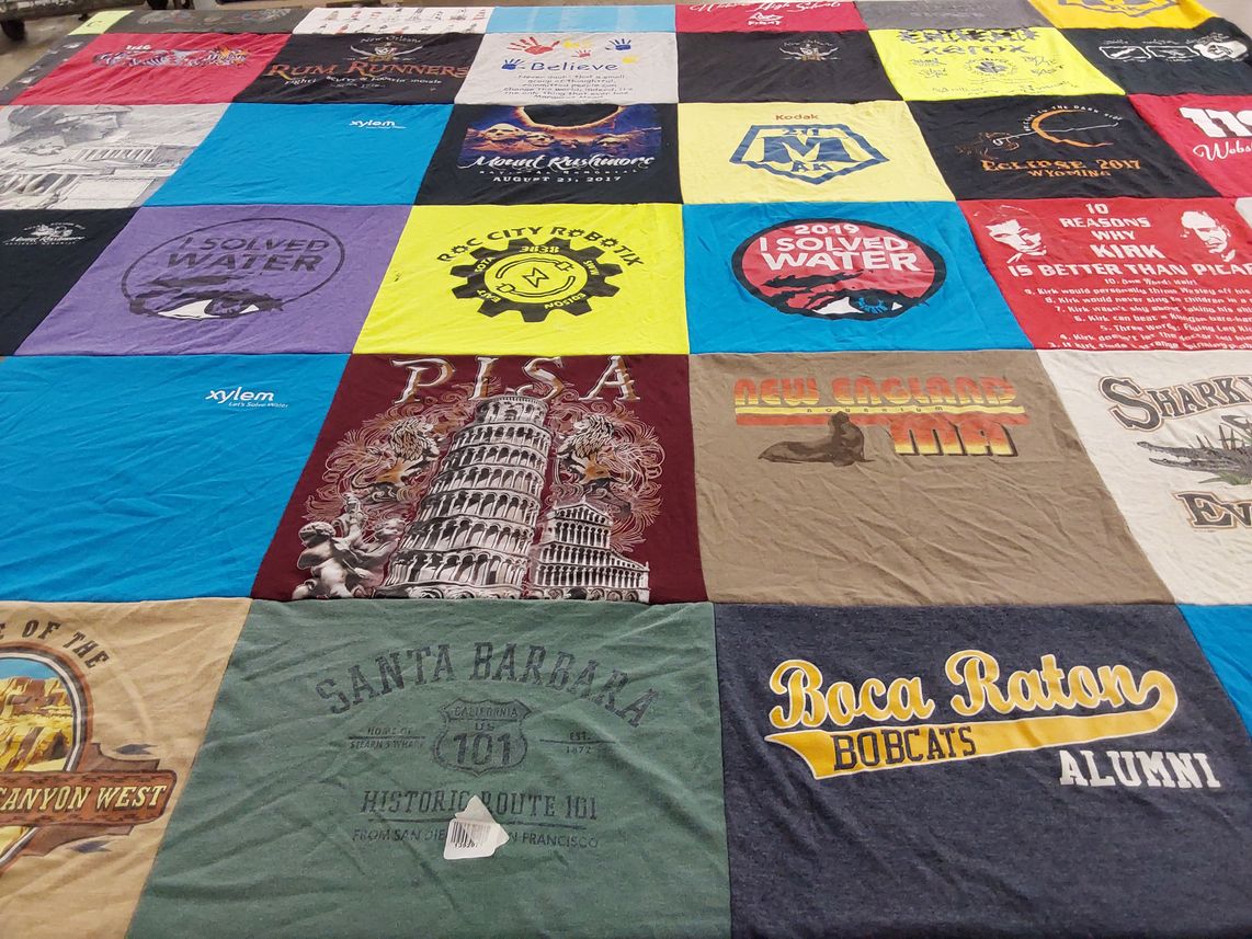 T-shirt quilt featuring boca raton bobcats by Lee from NY