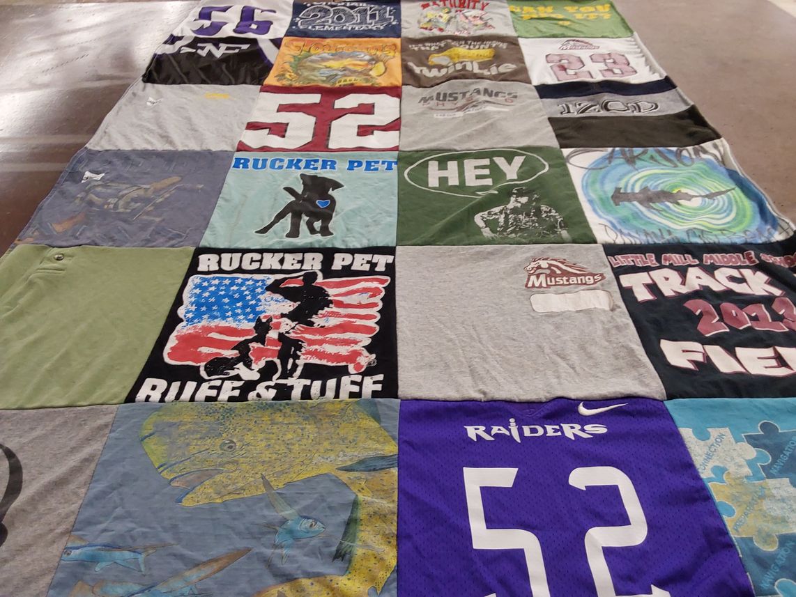 T-shirt quilt featuring mustangs, raiders by Susan from GA