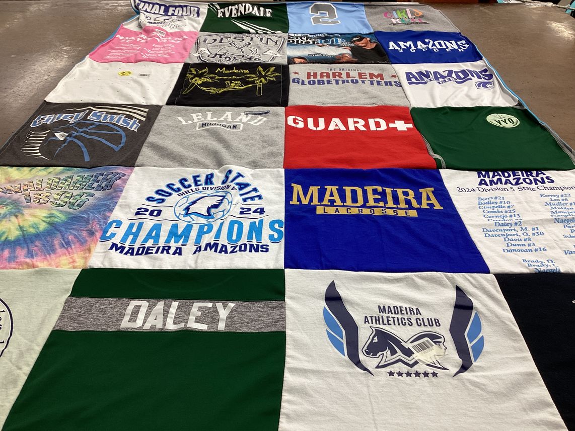 T-shirt quilt featuring madeira amazons by Aimee from OH