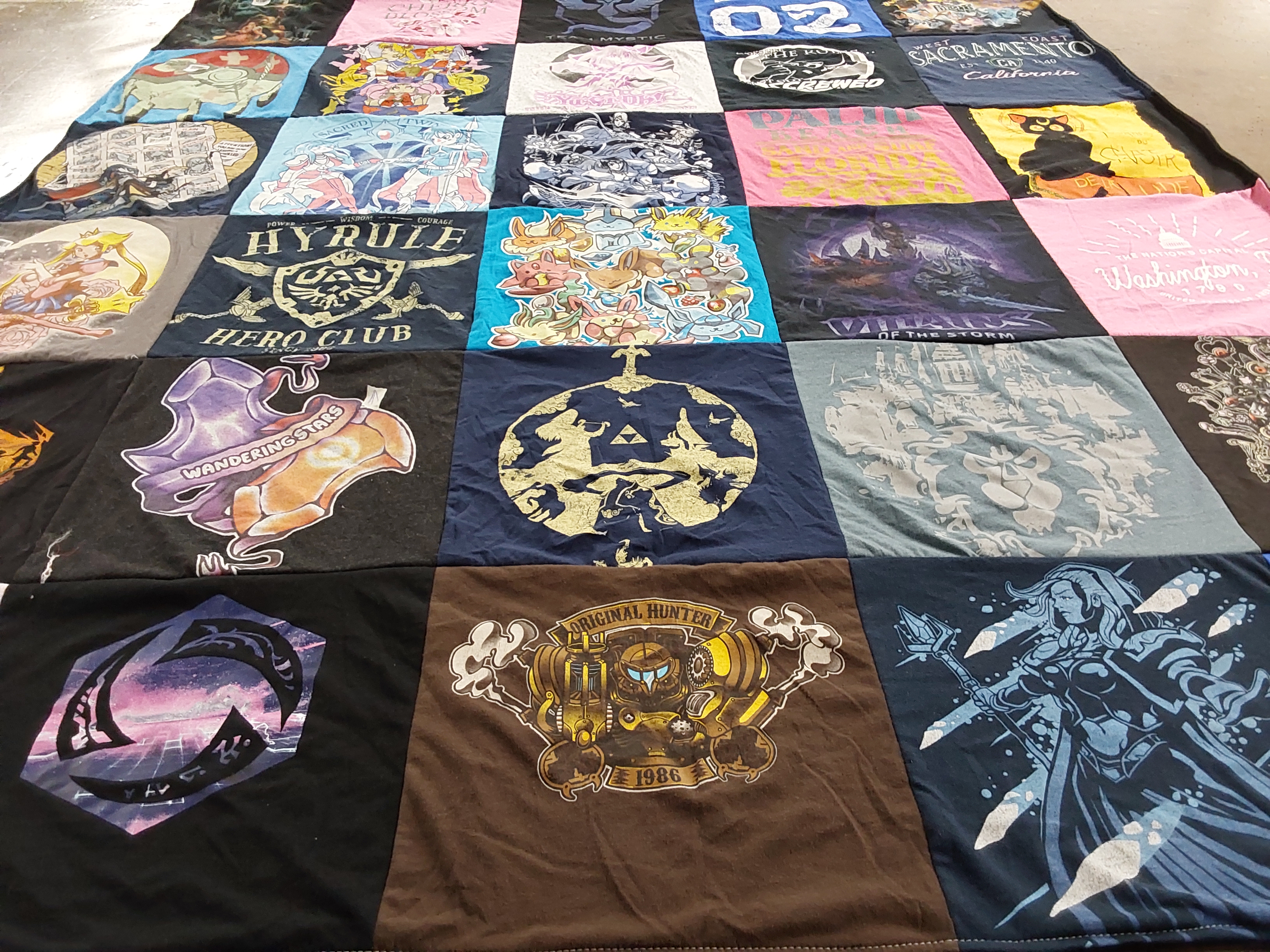 T-shirt quilt with video games, fantasy themes by Adam from VA