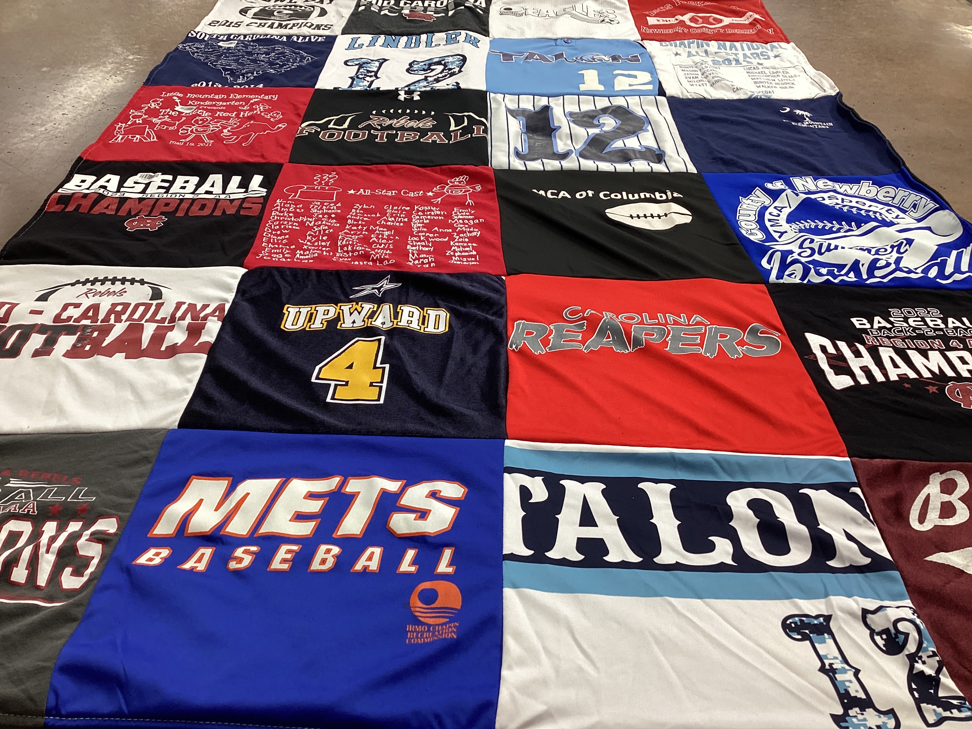 T-shirt quilt featuring carolina reapers, mets baseball by Amy from SC