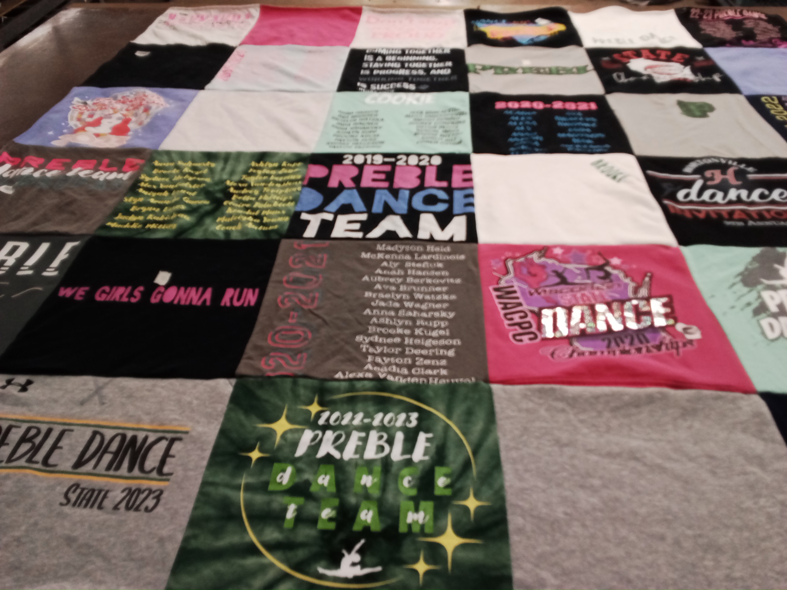 T-shirt quilt featuring preble dance team by Jessica from WI