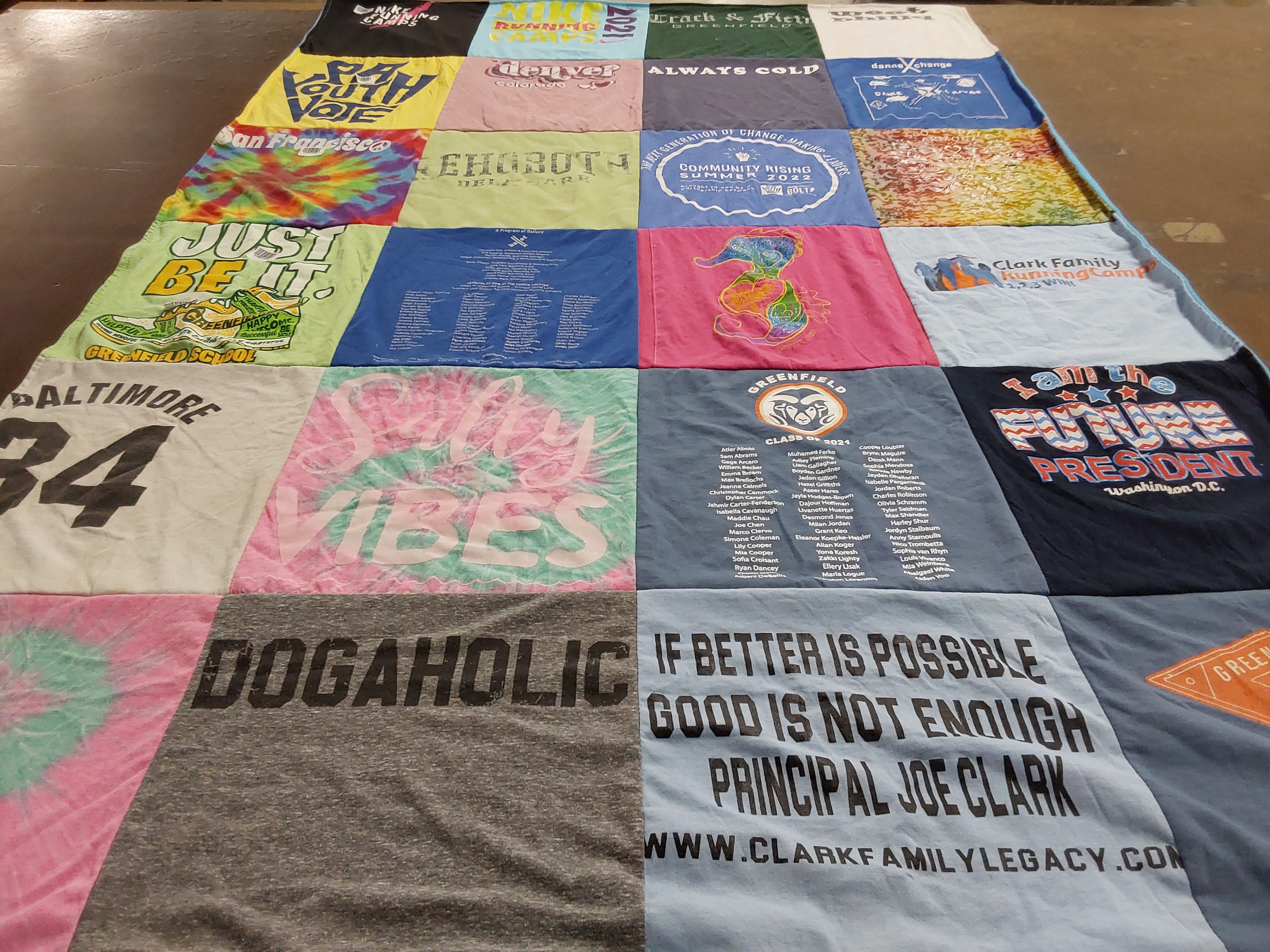 T-shirt quilt featuring greenfield class of 2021 by Wayne from PA