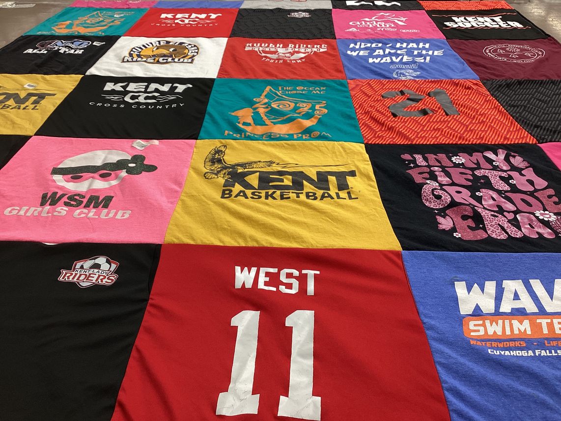 T-shirt quilt featuring kent state university basketball, kent state university cross country by Christine from OH