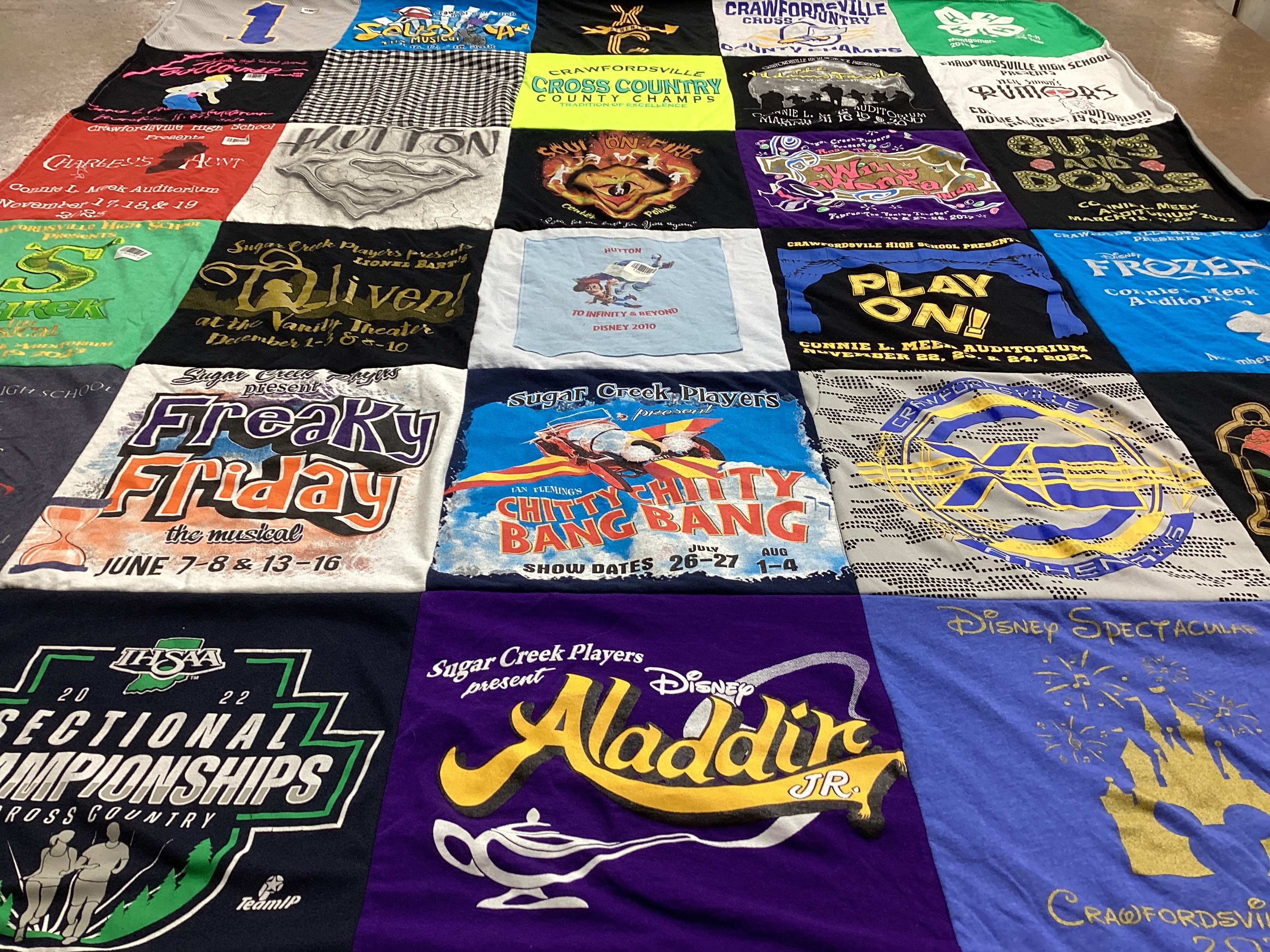 T-shirt quilt featuring sugar creek cross country team by Tami from IN