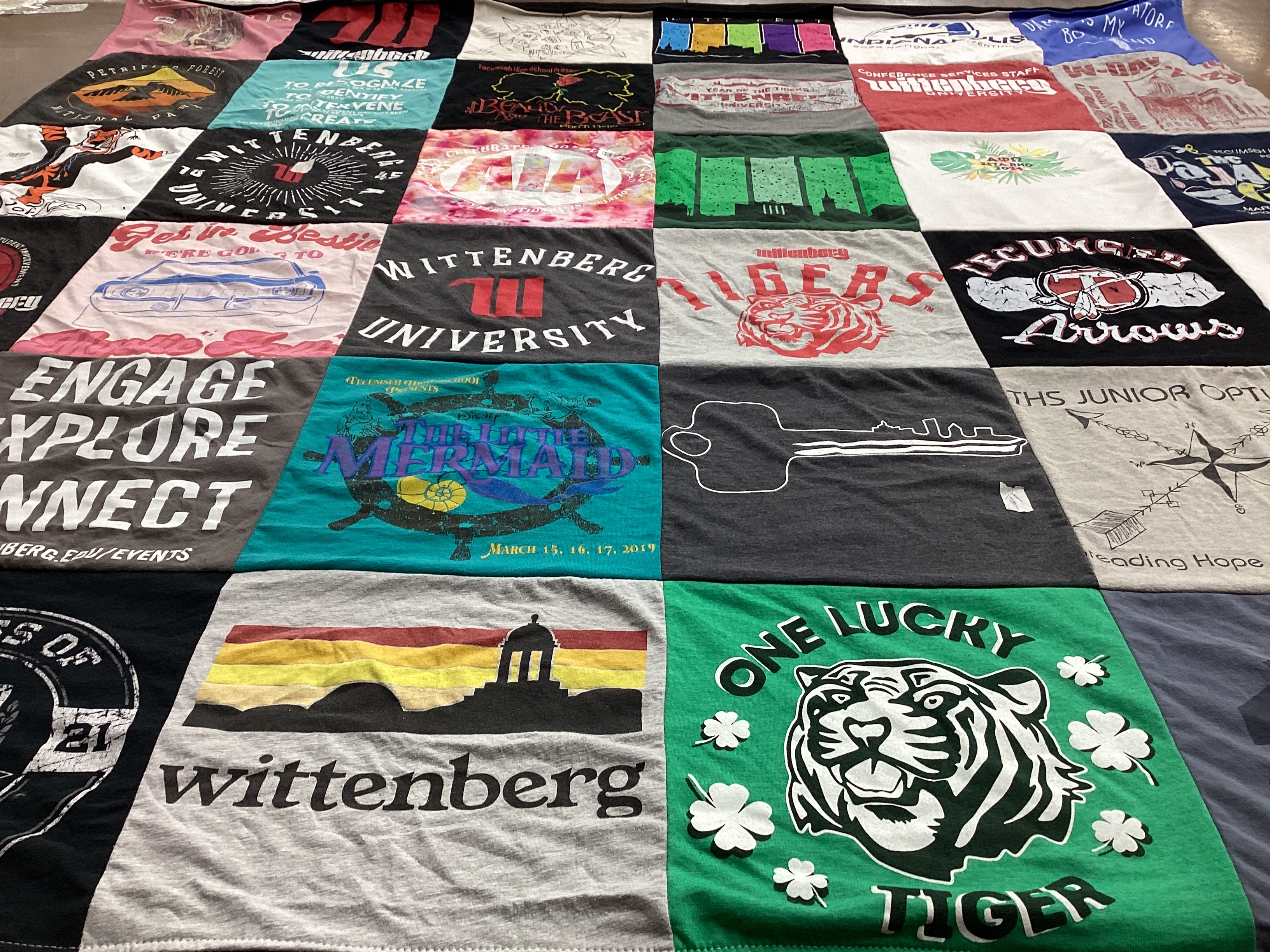 T-shirt quilt featuring wittenberg university tigers by Jennette from OH