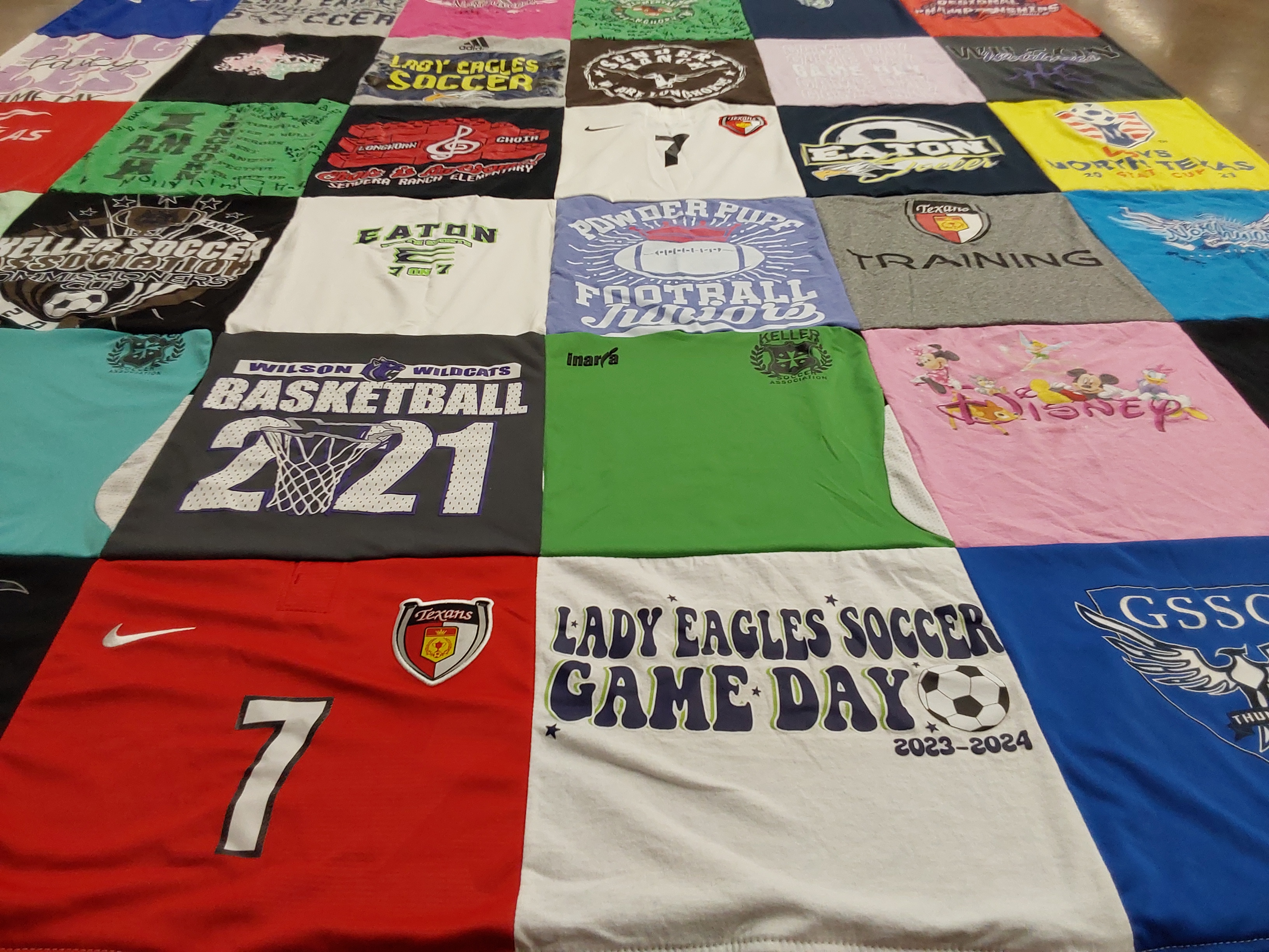 T-shirt quilt featuring lady eagles soccer team by Michele from TX