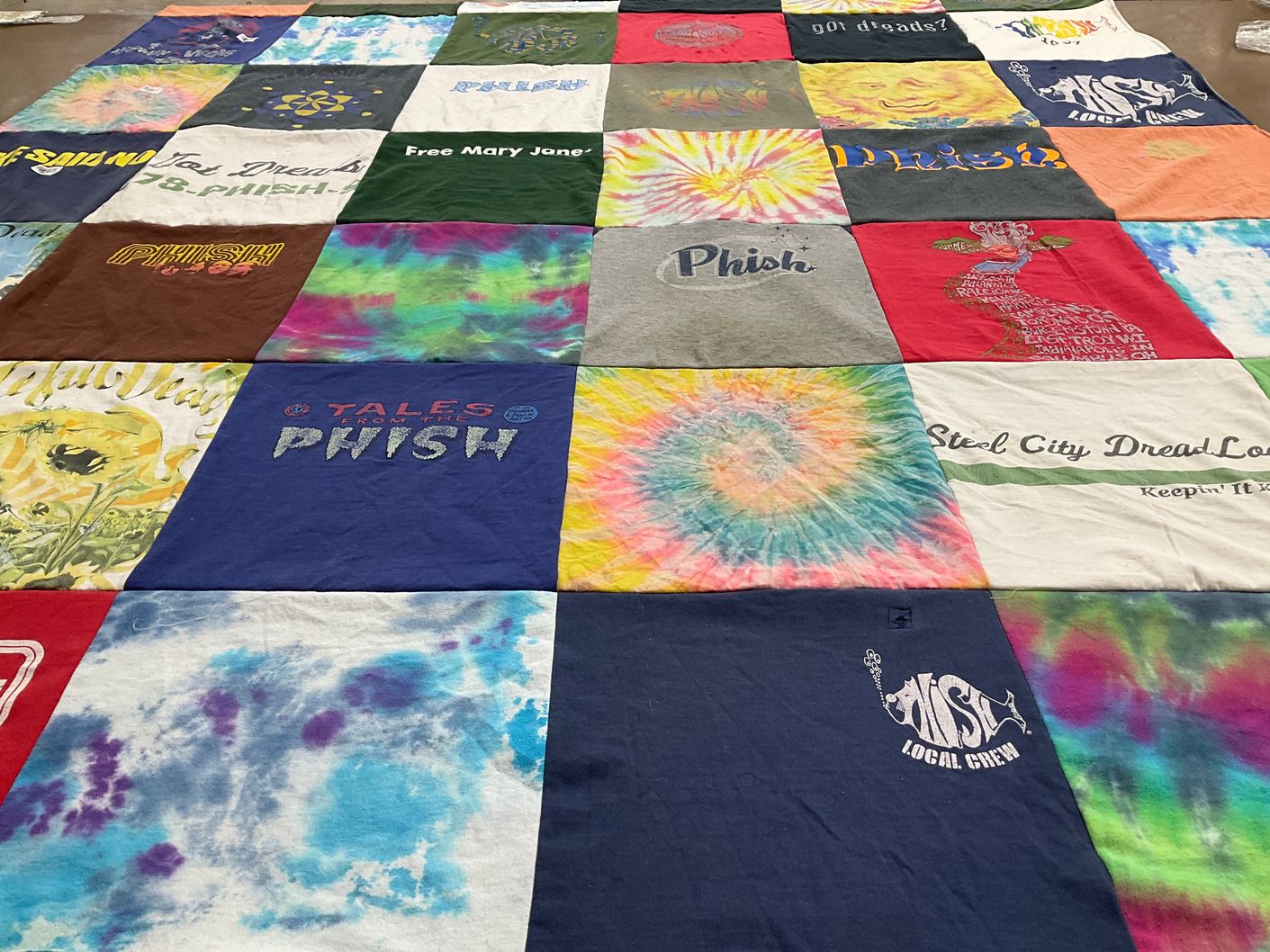 T-shirt quilt with music, concerts themes by Billie from CO