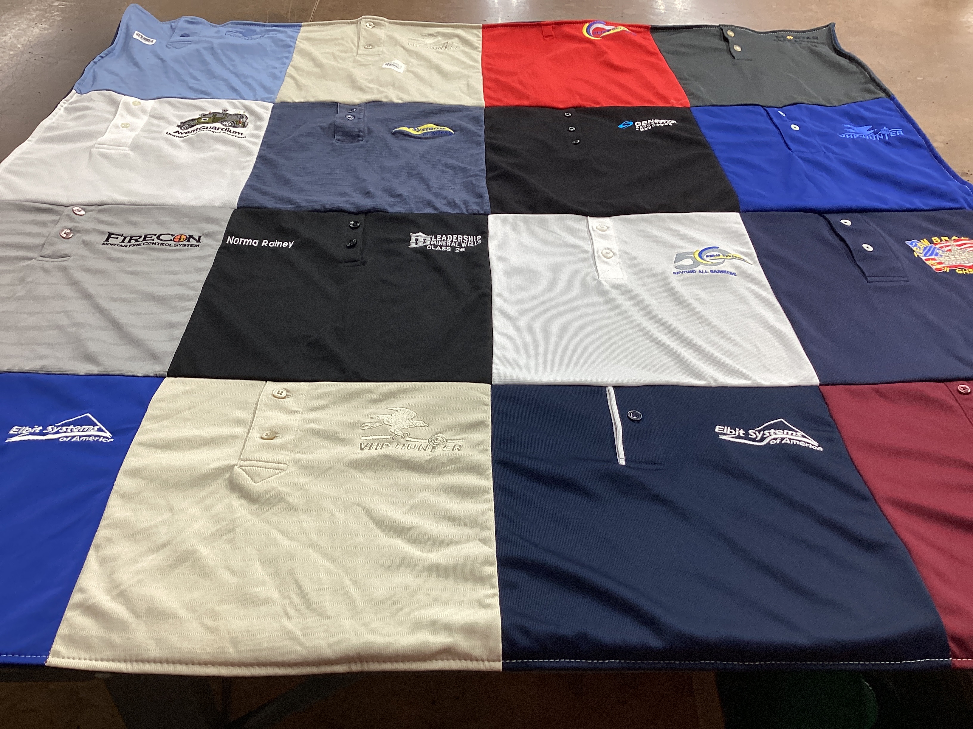 T-shirt quilt with engineering, military themes by Norma from TX