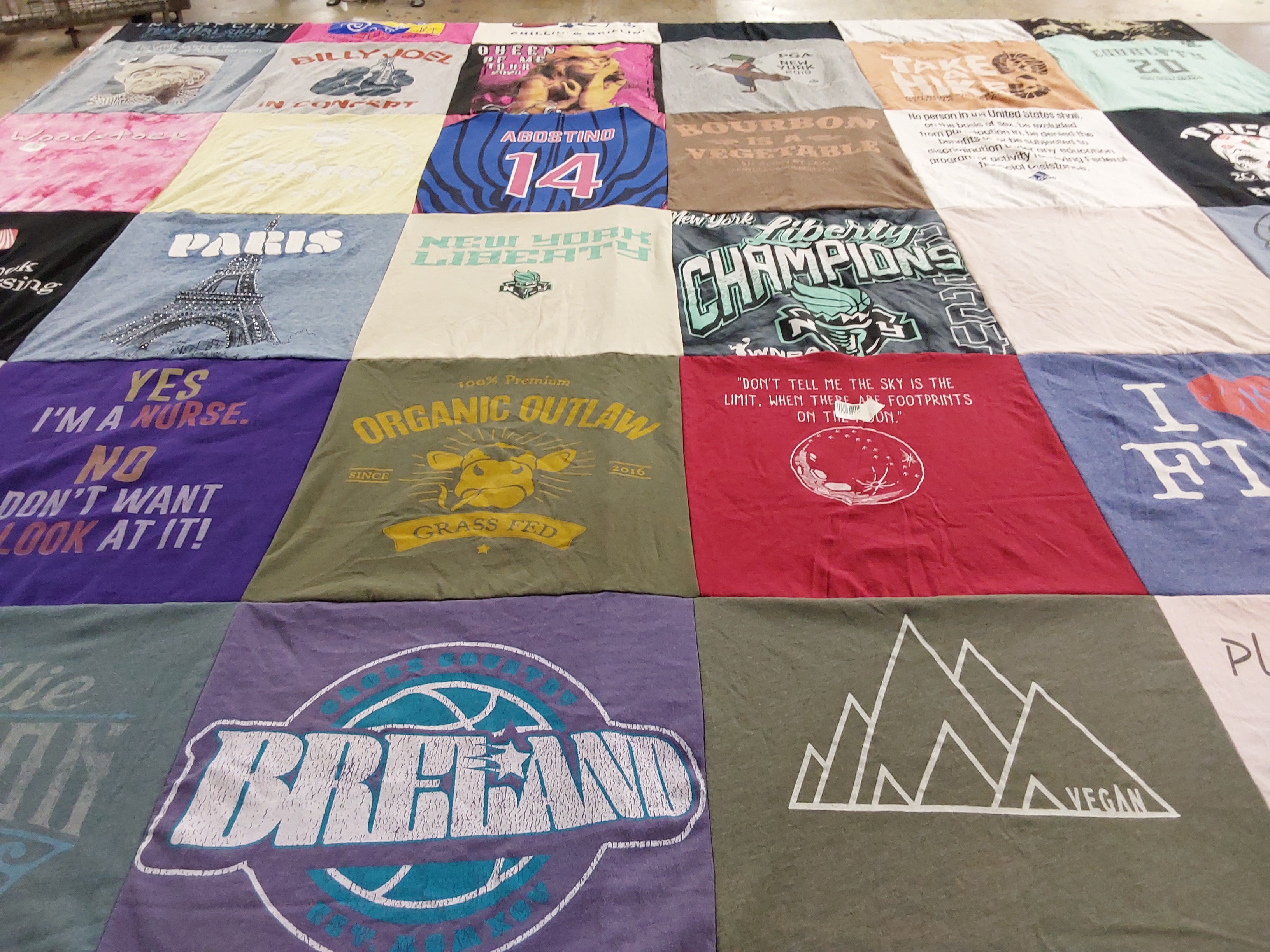 T-shirt quilt with music, nursing themes by Jill from NY
