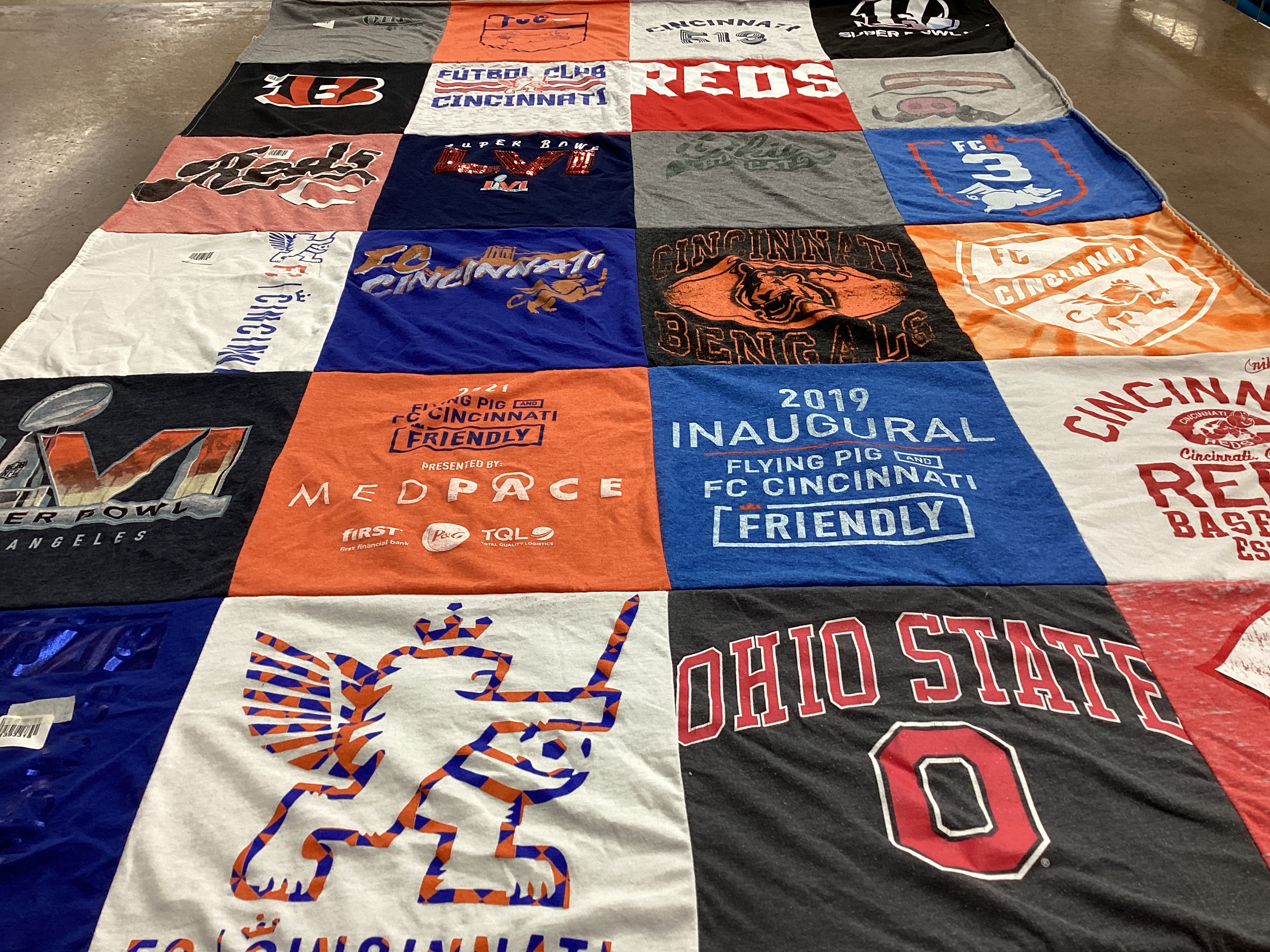 T-shirt quilt featuring cincinnati bengals, cincinnati reds by Theresa from OH