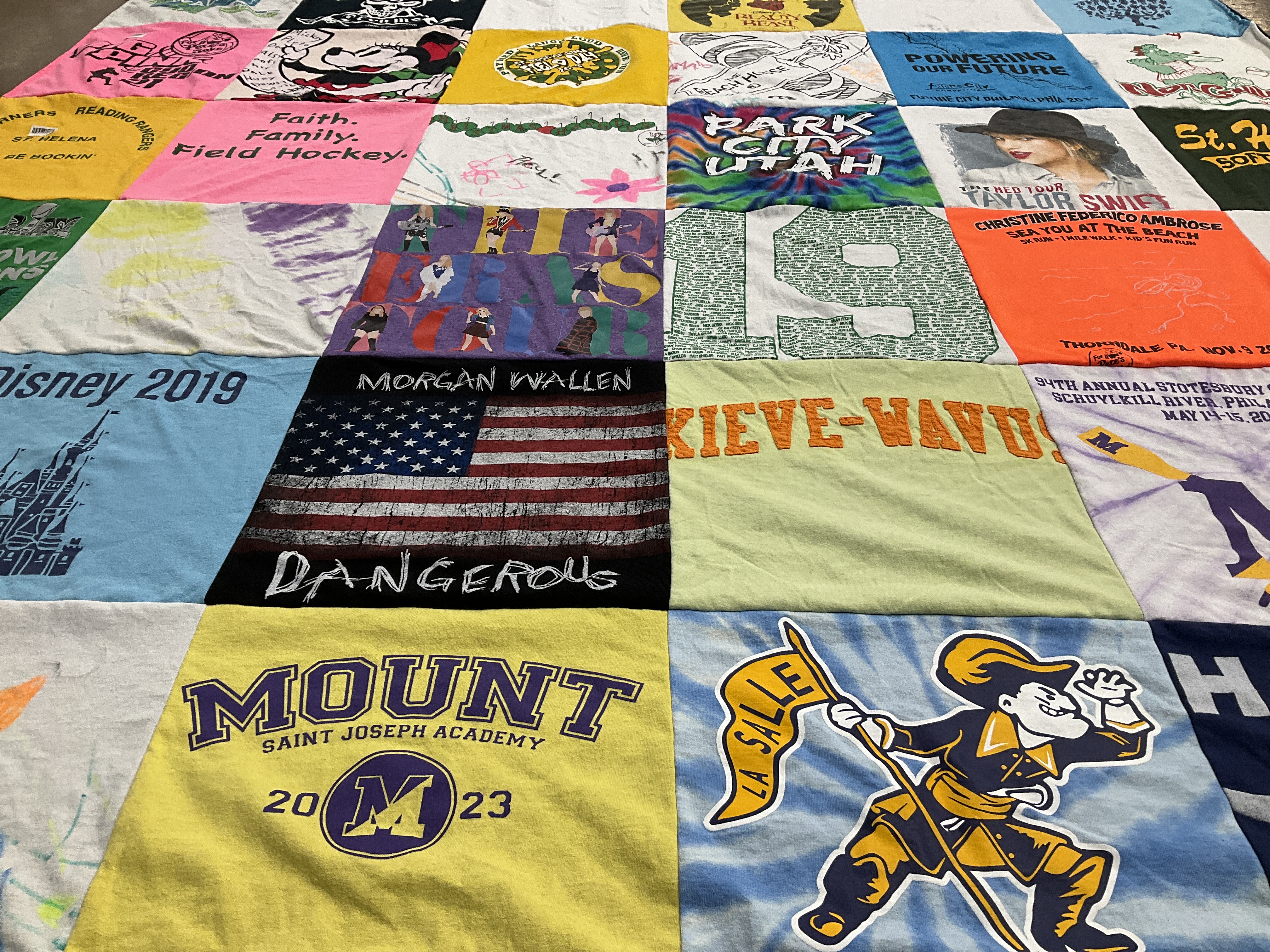 T-shirt quilt from saint joseph academy, la salle university by Marcella from PA