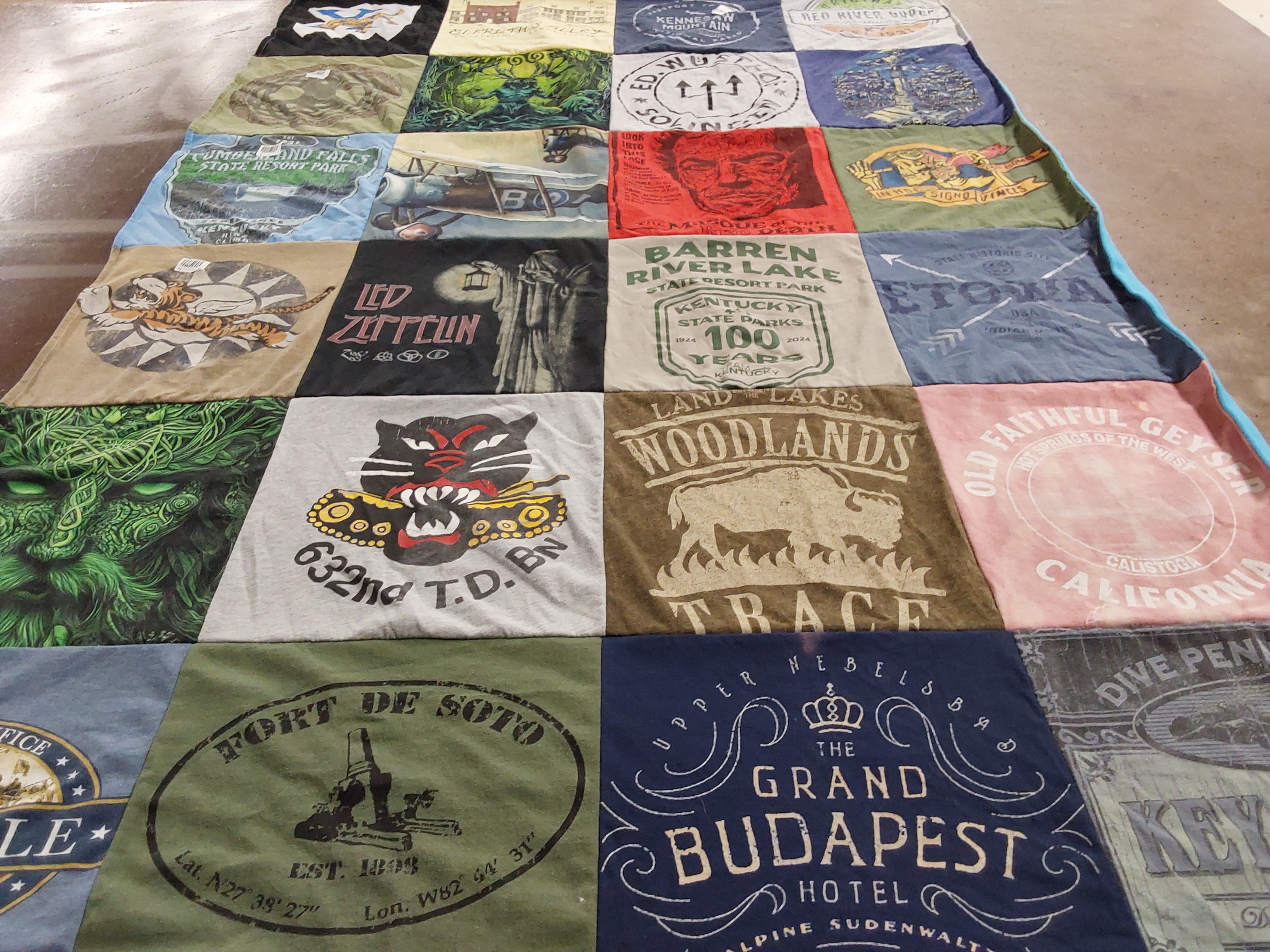 T-shirt quilt with nature, music themes by E from IN