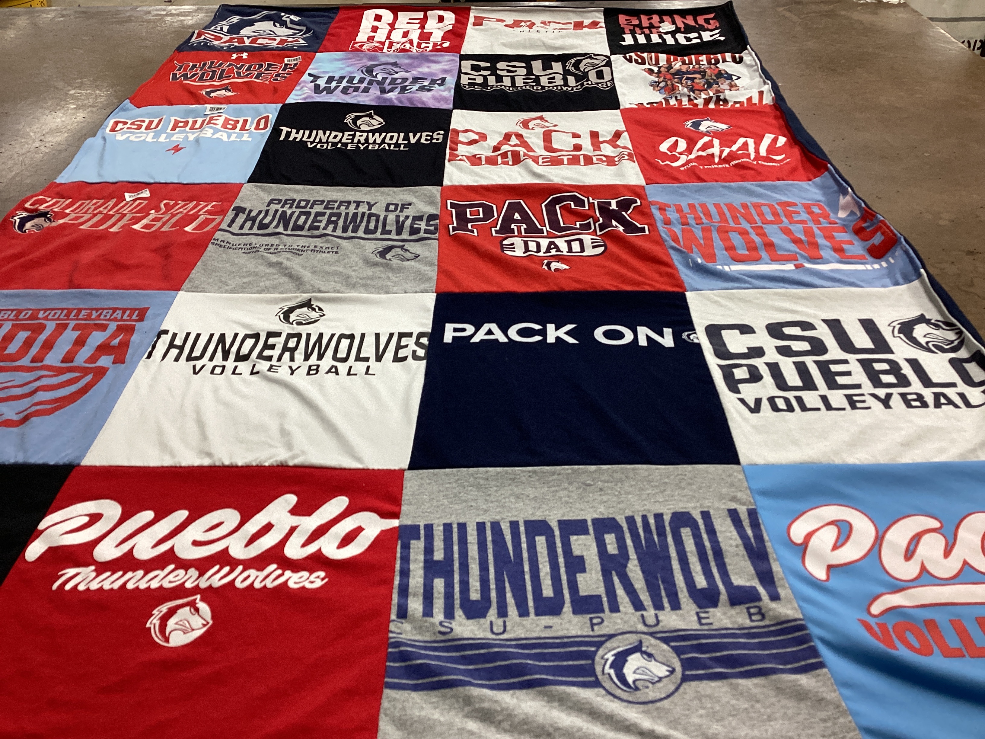 T-shirt quilt featuring colorado state university pueblo volleyball, colorado state university pueblo thunderwolves by Sadie from UT