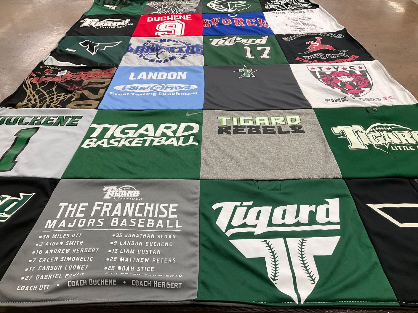 T-shirt quilt featuring tigard rebels, tigard little league by Marci from OR