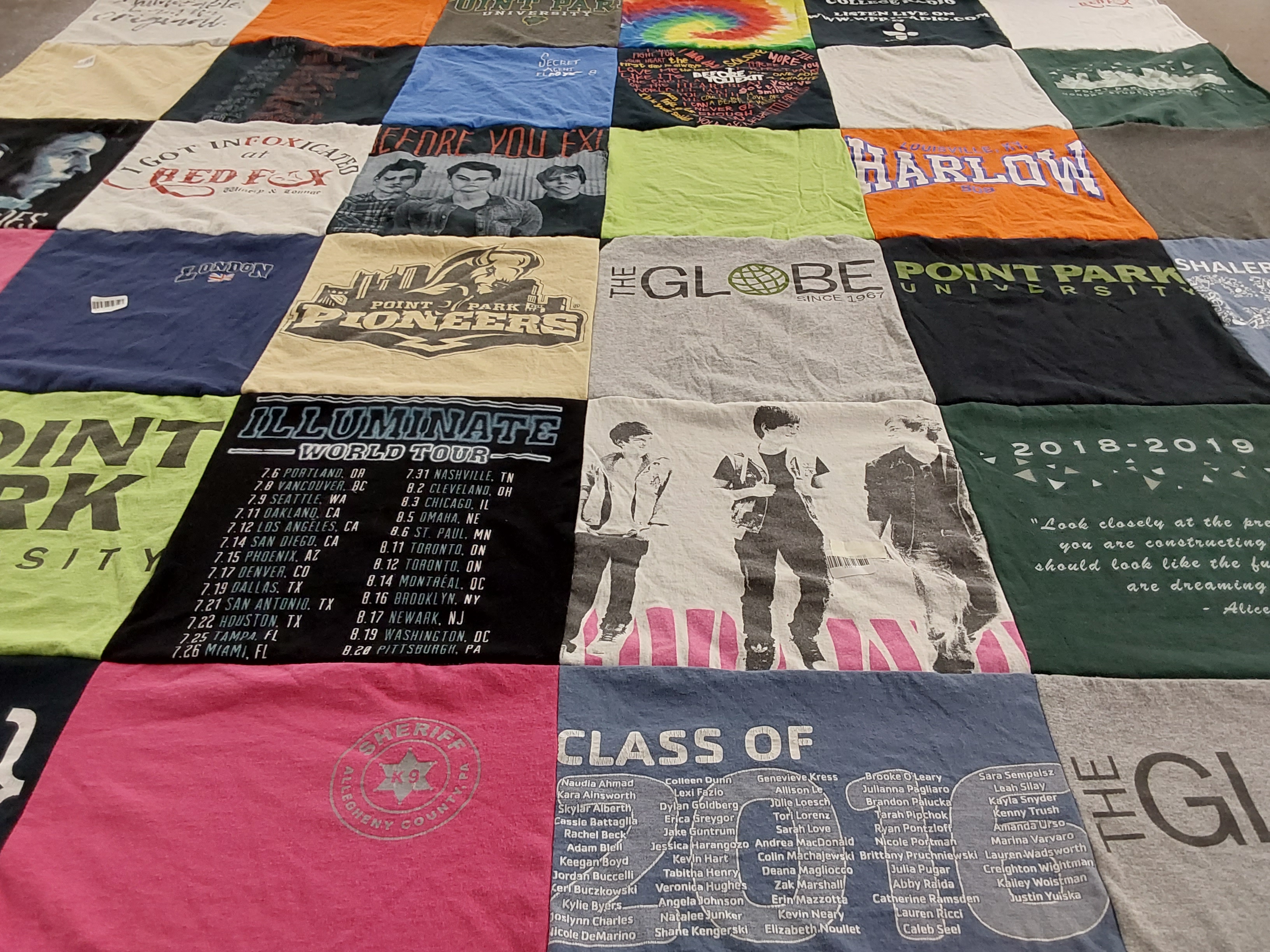 T-shirt quilt from point park university by Kayla from PA