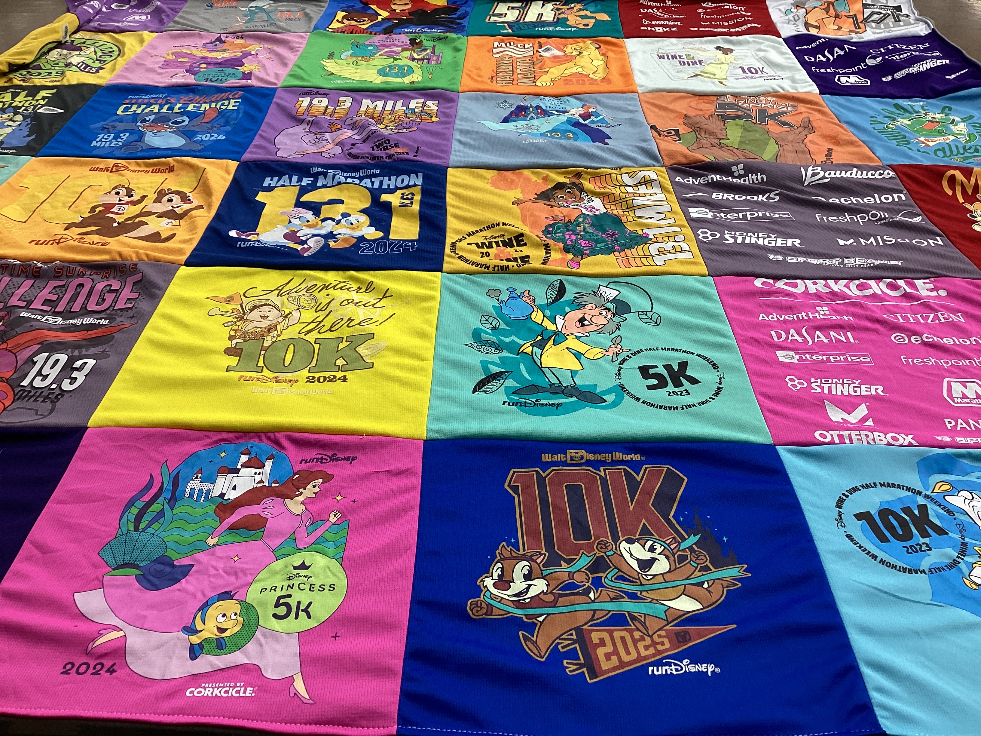 T-shirt quilt with running, fitness themes by Willow from FL