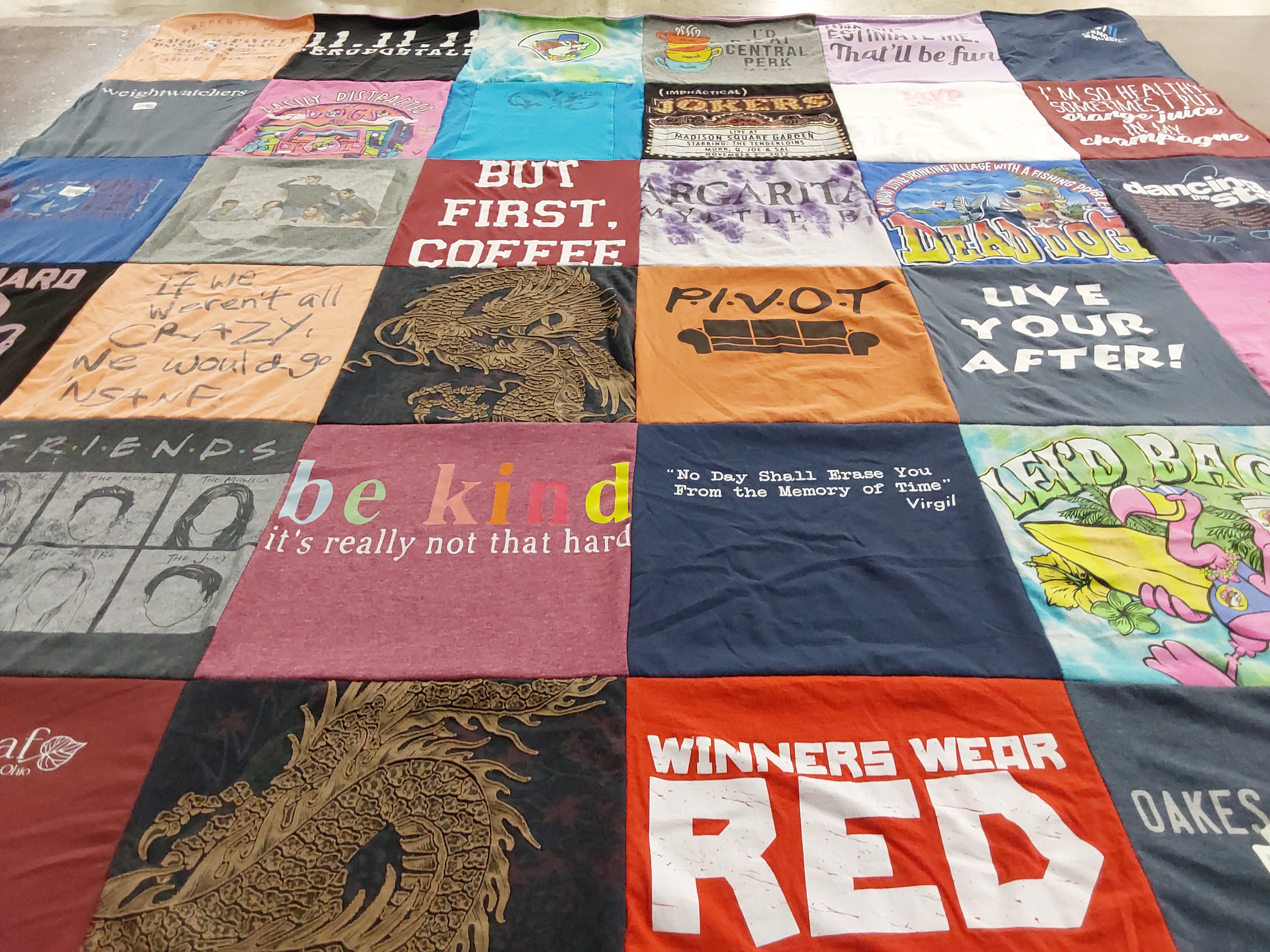 T-shirt quilt with humor, friendship themes by Jennifer from TN