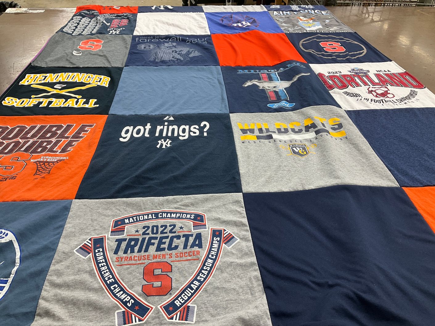 T-shirt quilt featuring syracuse men's soccer, syracuse basketball by Ann from NY