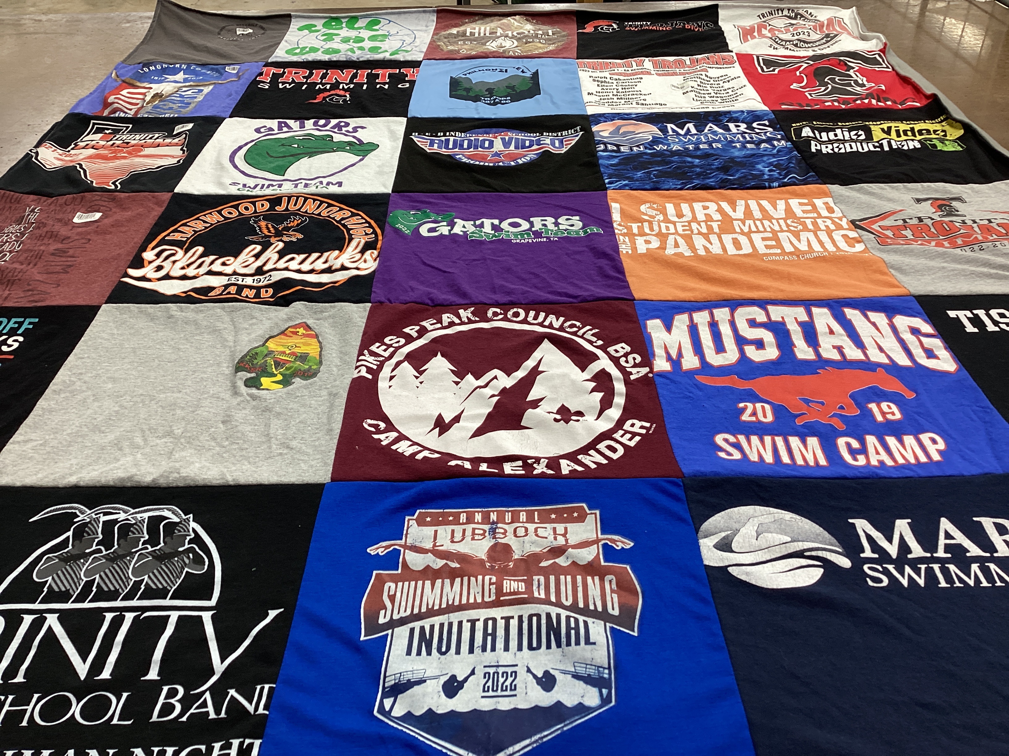 T-shirt quilt featuring gators swim team, blackhawks band by Susan from TX