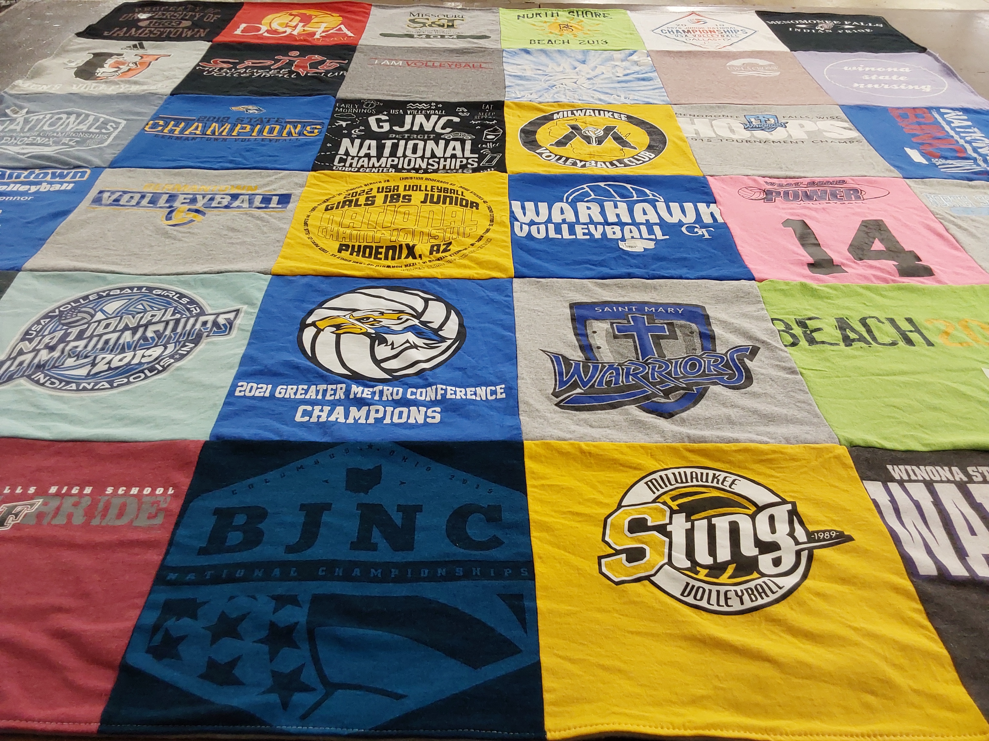 T-shirt quilt featuring milwaukee sting volleyball, warhawk volleyball by Jane from WI